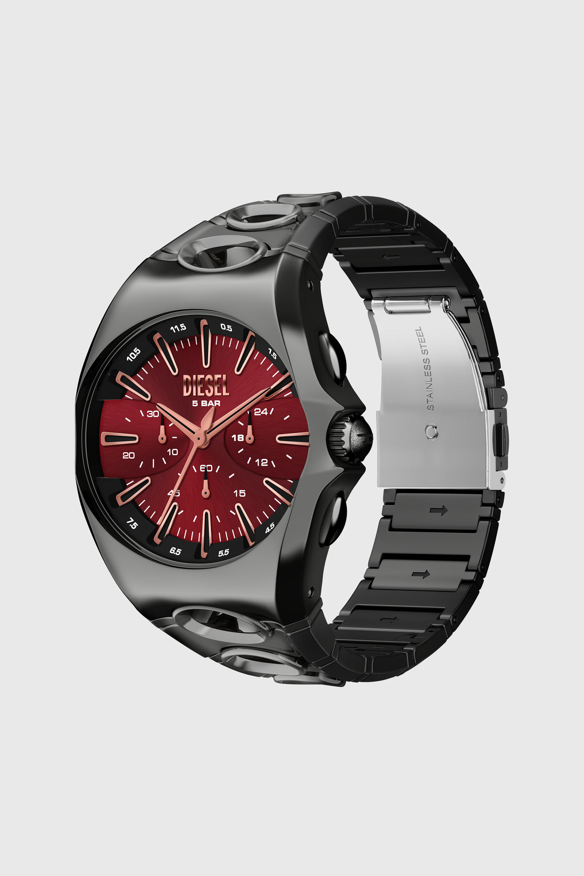 Diesel - DZ4726 WATCH, Man's D-Curve gunmetal stainless steel watch in Black - 2