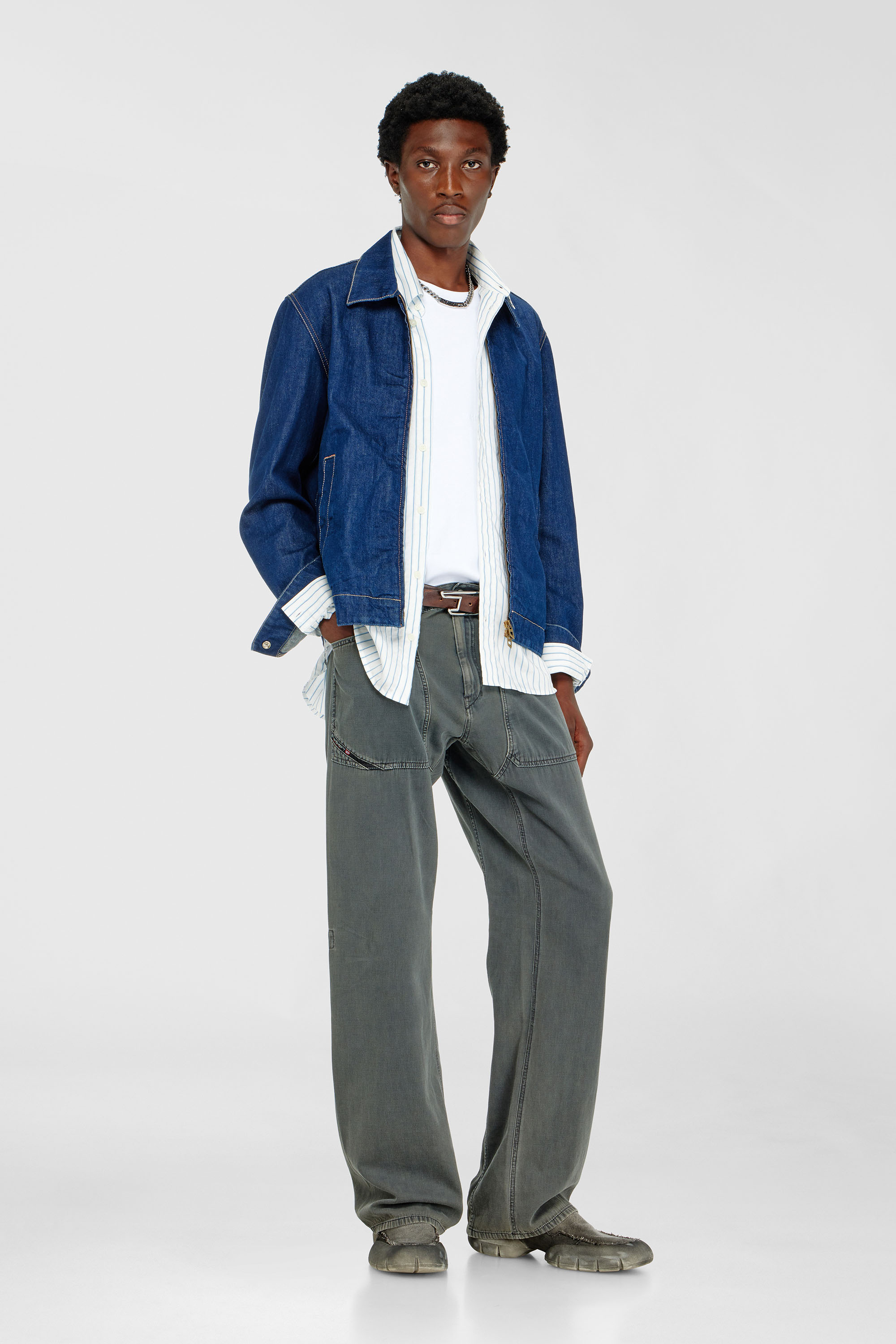Diesel - T-ADJUST-AA2, Man's Cotton-interlock T-shirt with logo embroidery in White - 1