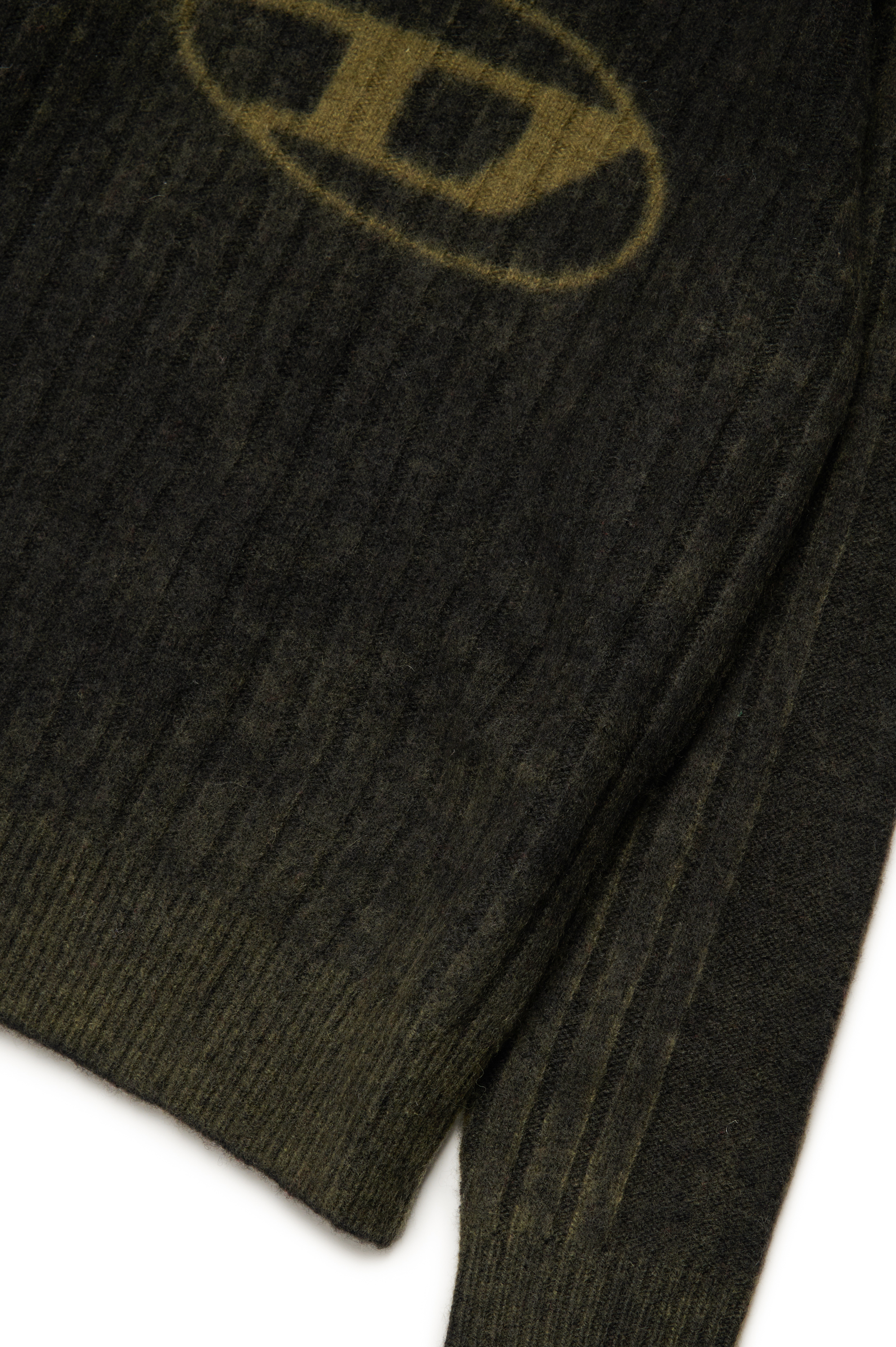 Diesel - KANDELEROD, Man's Treated jumper with Oval D logo in Dark Green - 4