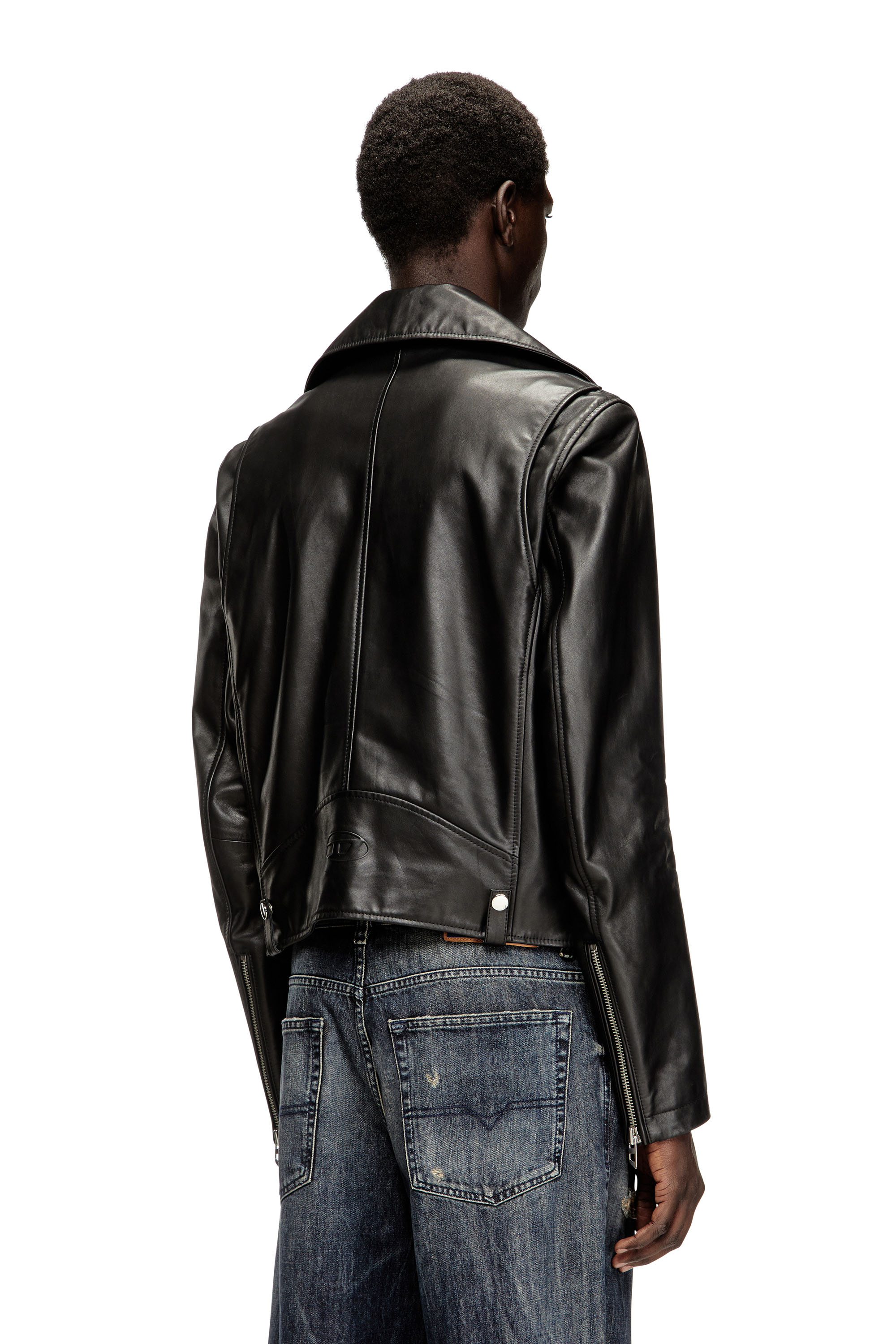 L-EO-WRD, Black Diesel - L-EO-WRD, Man's Biker jacket in waxed leather in Black - 4