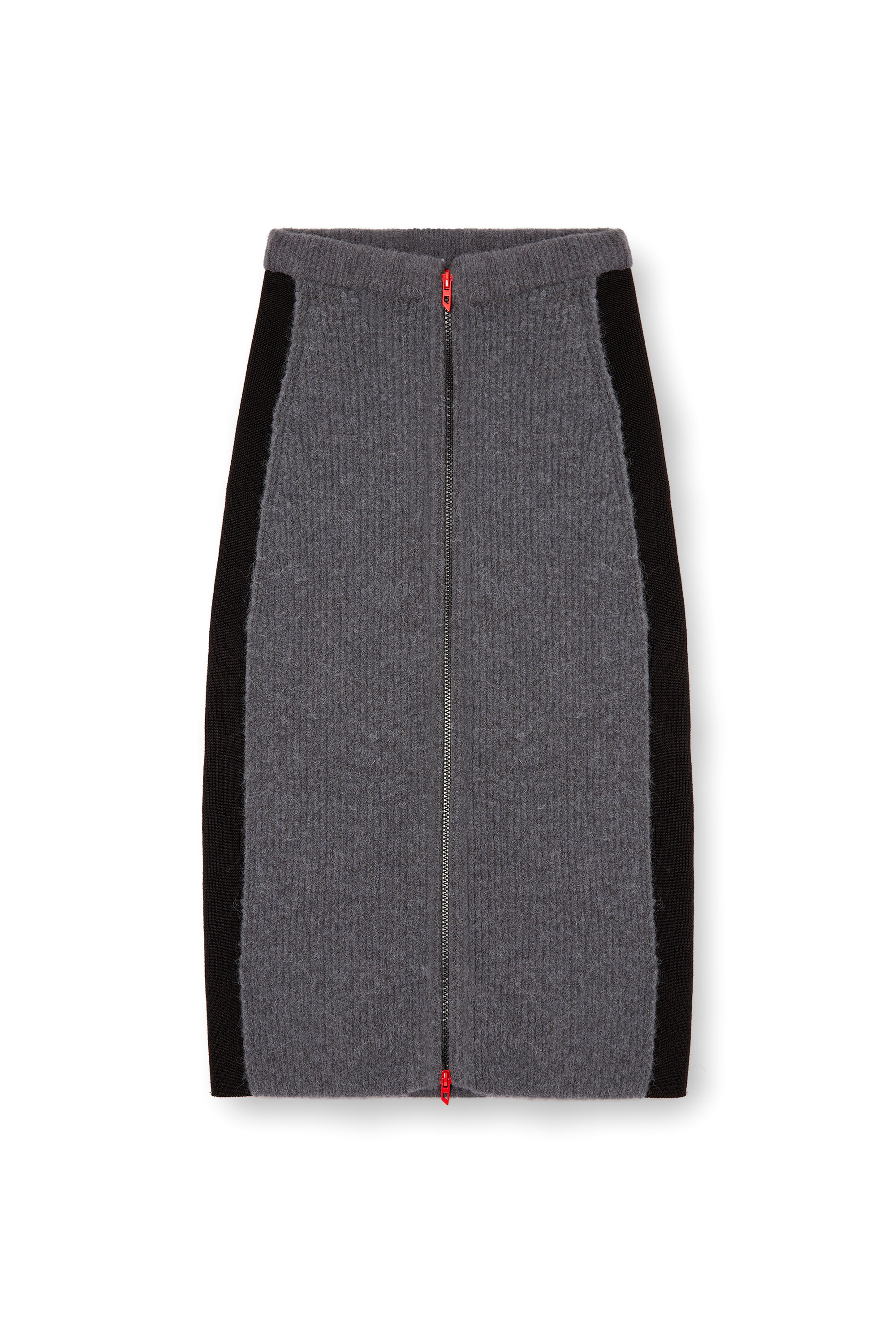 M-LOUSI, Grey Diesel - M-LOUSI, Woman's Midi skirt in alpaca with front zipper in Grey - 2
