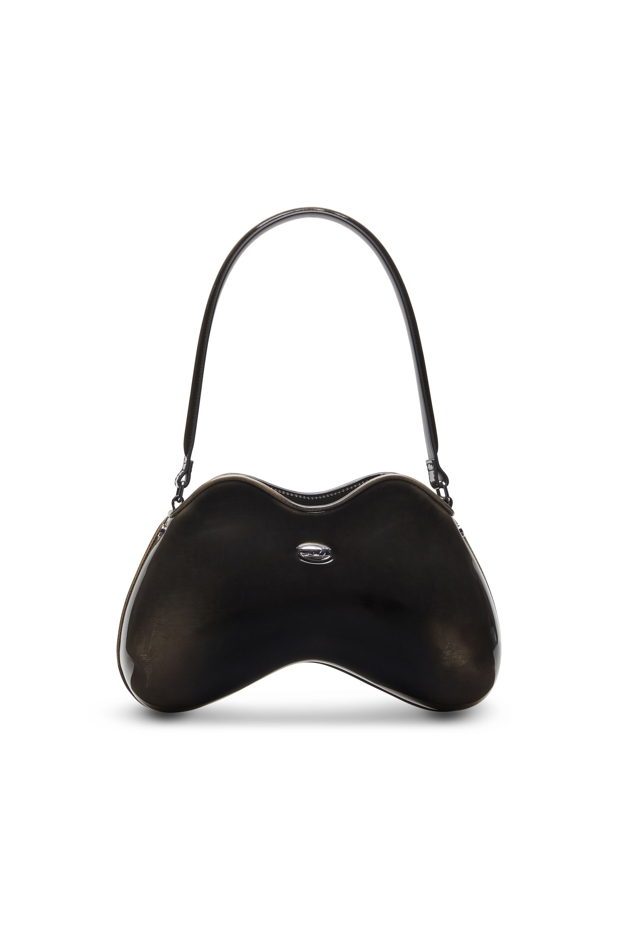 DOUBLE-D SHOULDER, Black/Bronze Diesel - DOUBLE-D SHOULDER, Woman's Double-D-Rigid shoulder bag in dégradé glossy PU in Black/Bronze - 1