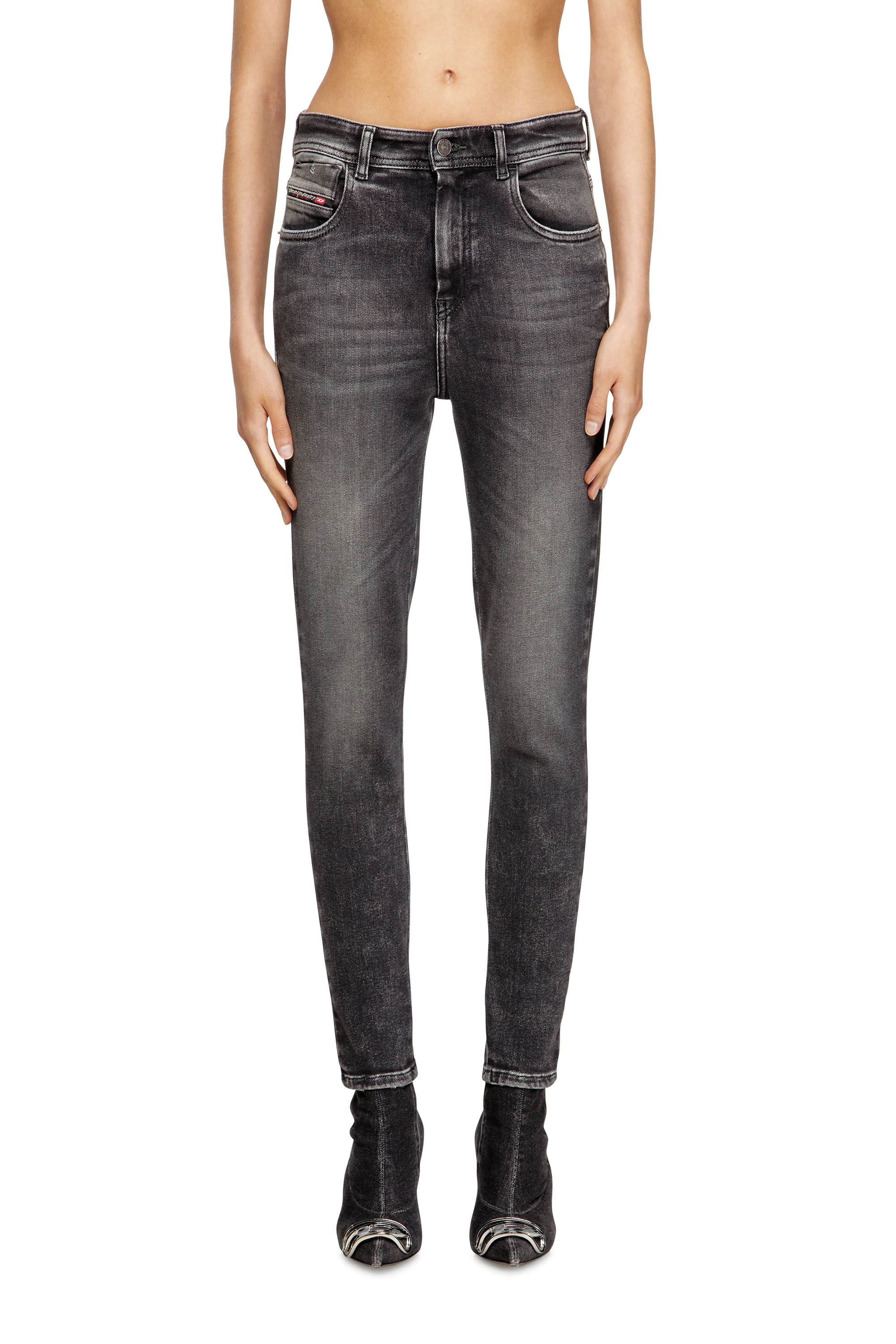 Diesel - Woman's Skinny Jeans 1984 Slandy-High 09L93, Black/Dark grey - 2