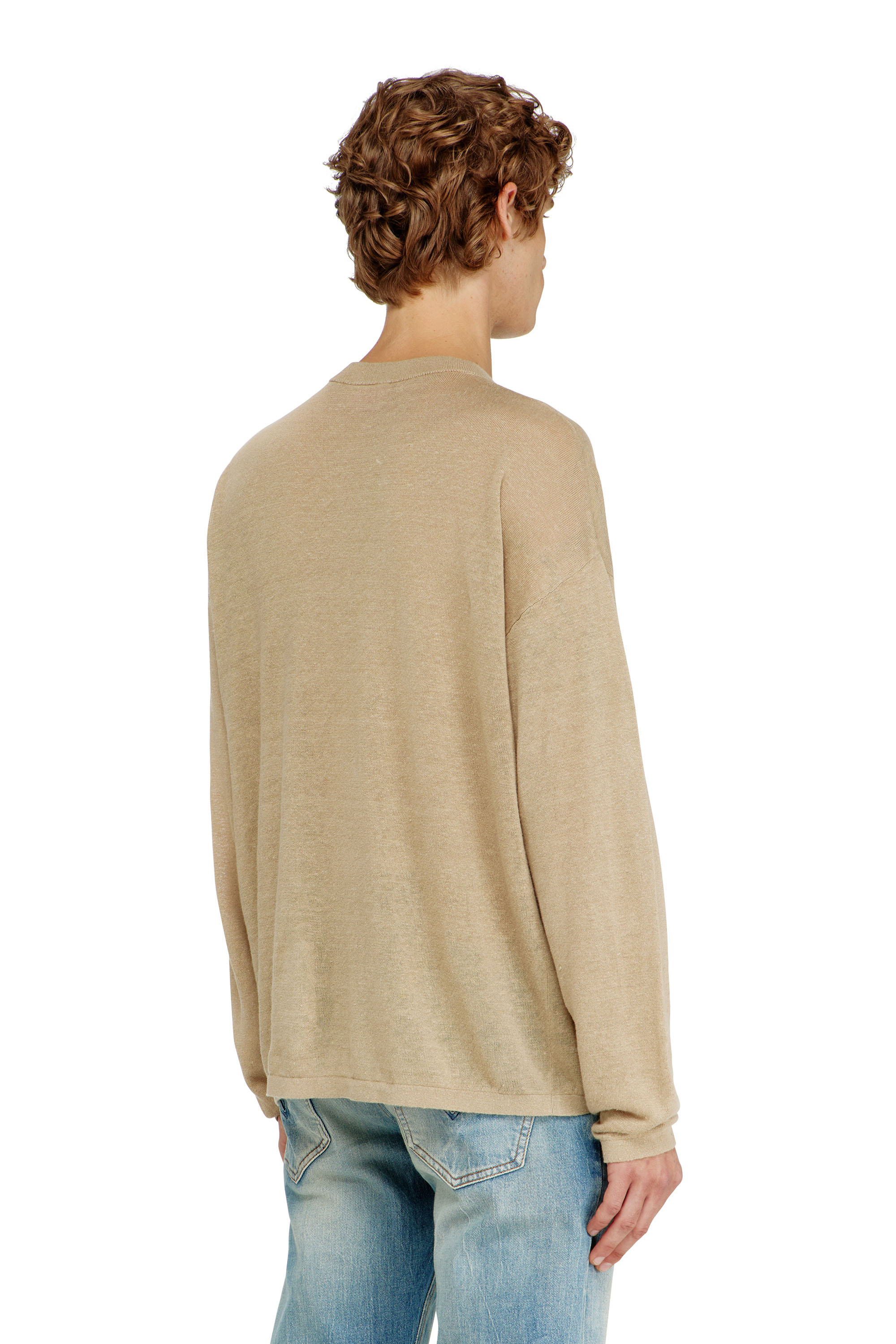 Diesel - K-ARMINS, Man's Linen jumper with faded Phoenix print in Beige - 4