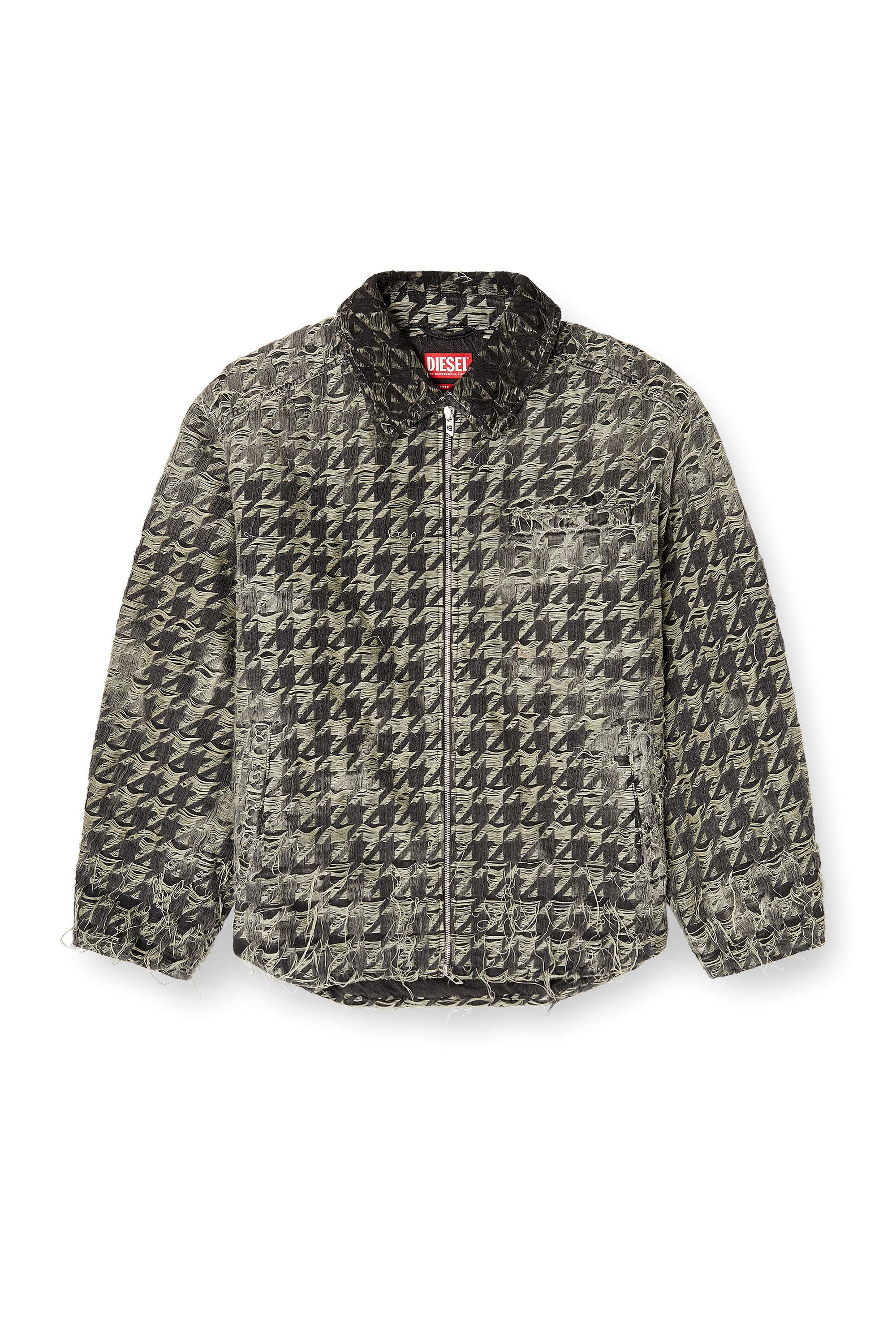 Diesel - D-ELMO-FSH, Man's Jacket in houndstooth-weave denim in Black/White - 3