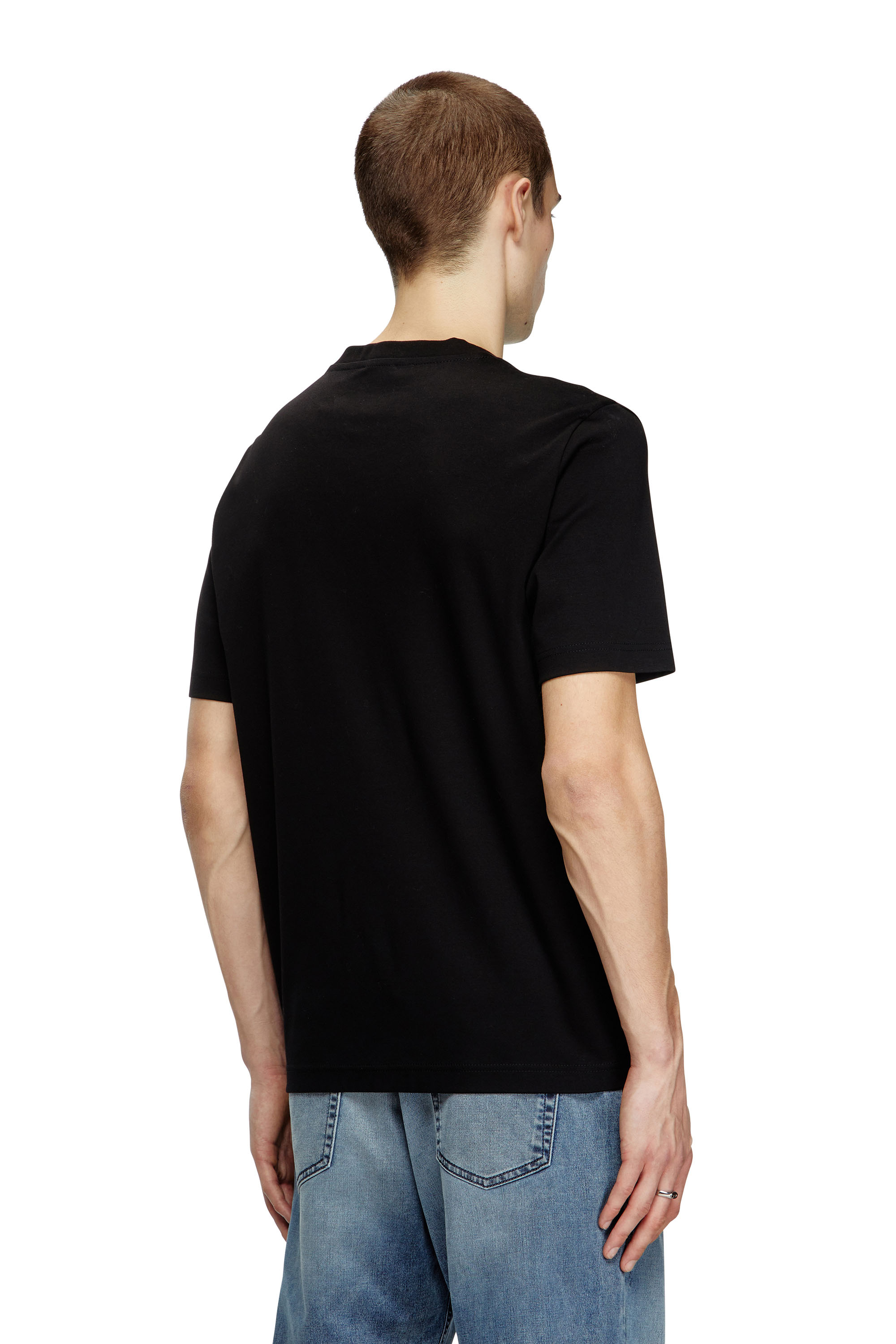 Diesel - T-MADJUST-R2, Man's Mercerized cotton T-shirt with tonal logo in Black - 4