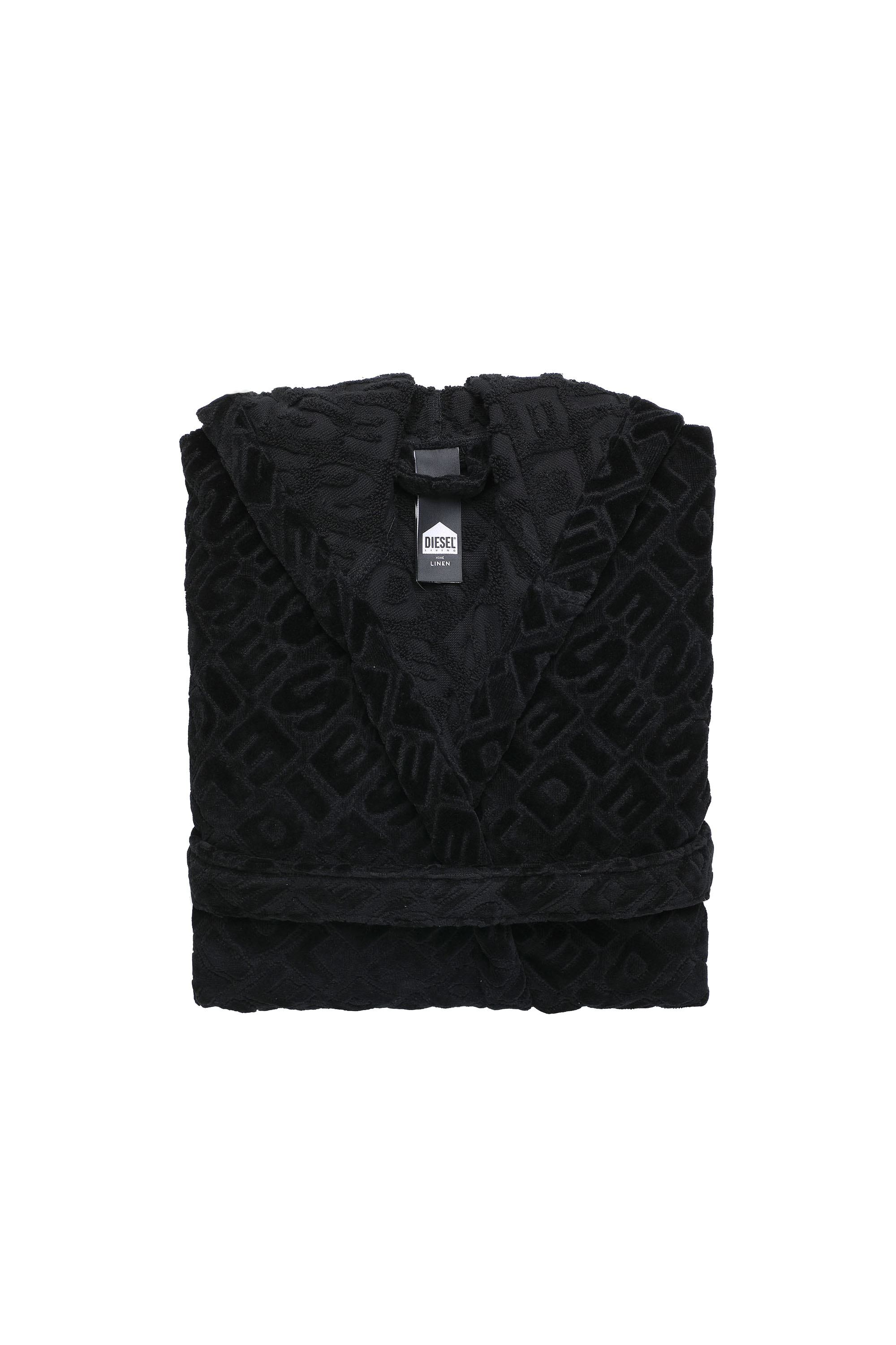 Diesel - ACC  3DLOGO     CAP XXL, Unisex's Bathrobe with hood 3D LOGO, XXL in Black - 1