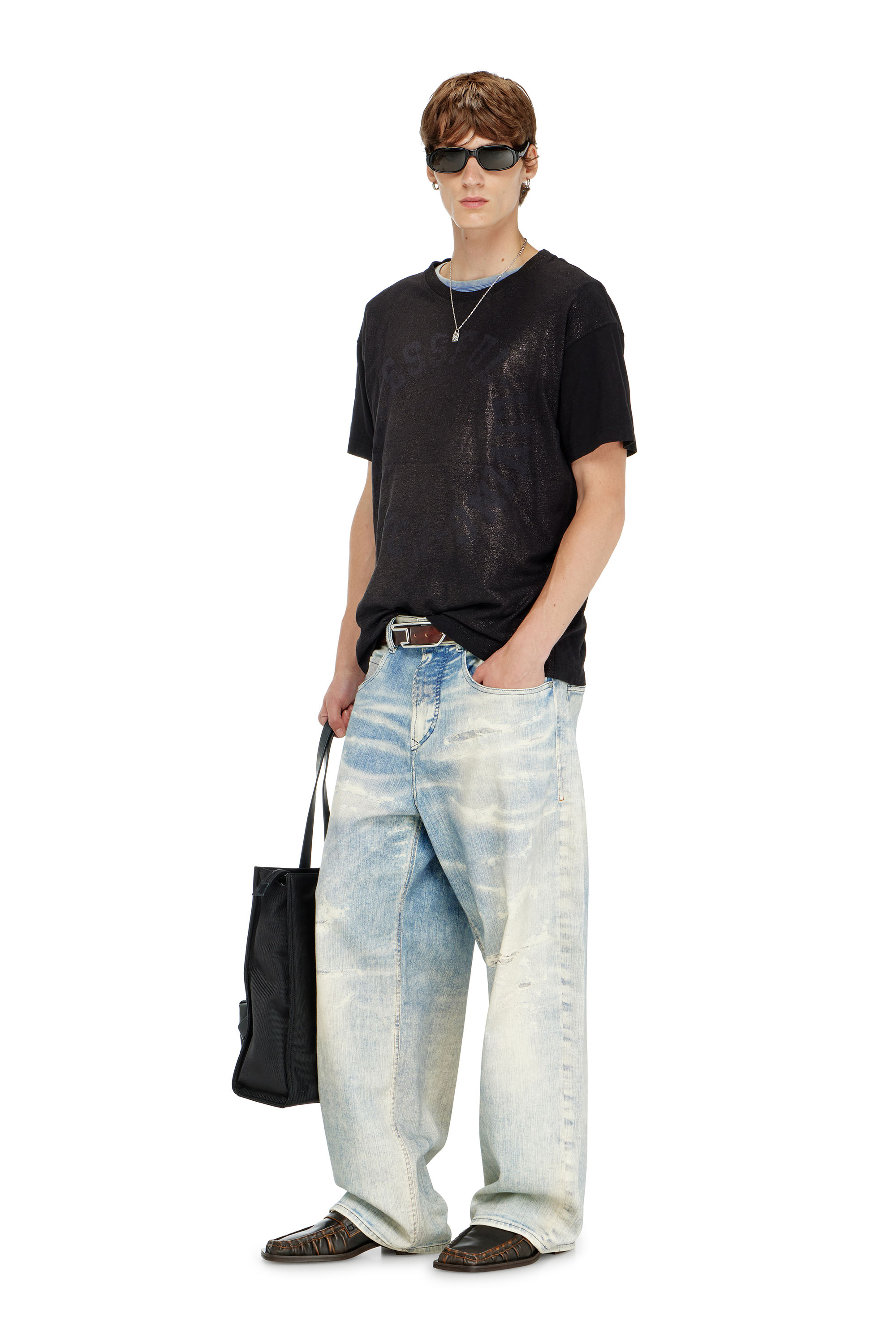 Diesel - T-NORM-AA2, Man's Cotton crew-neck T-shirt with foil print in Black - 2
