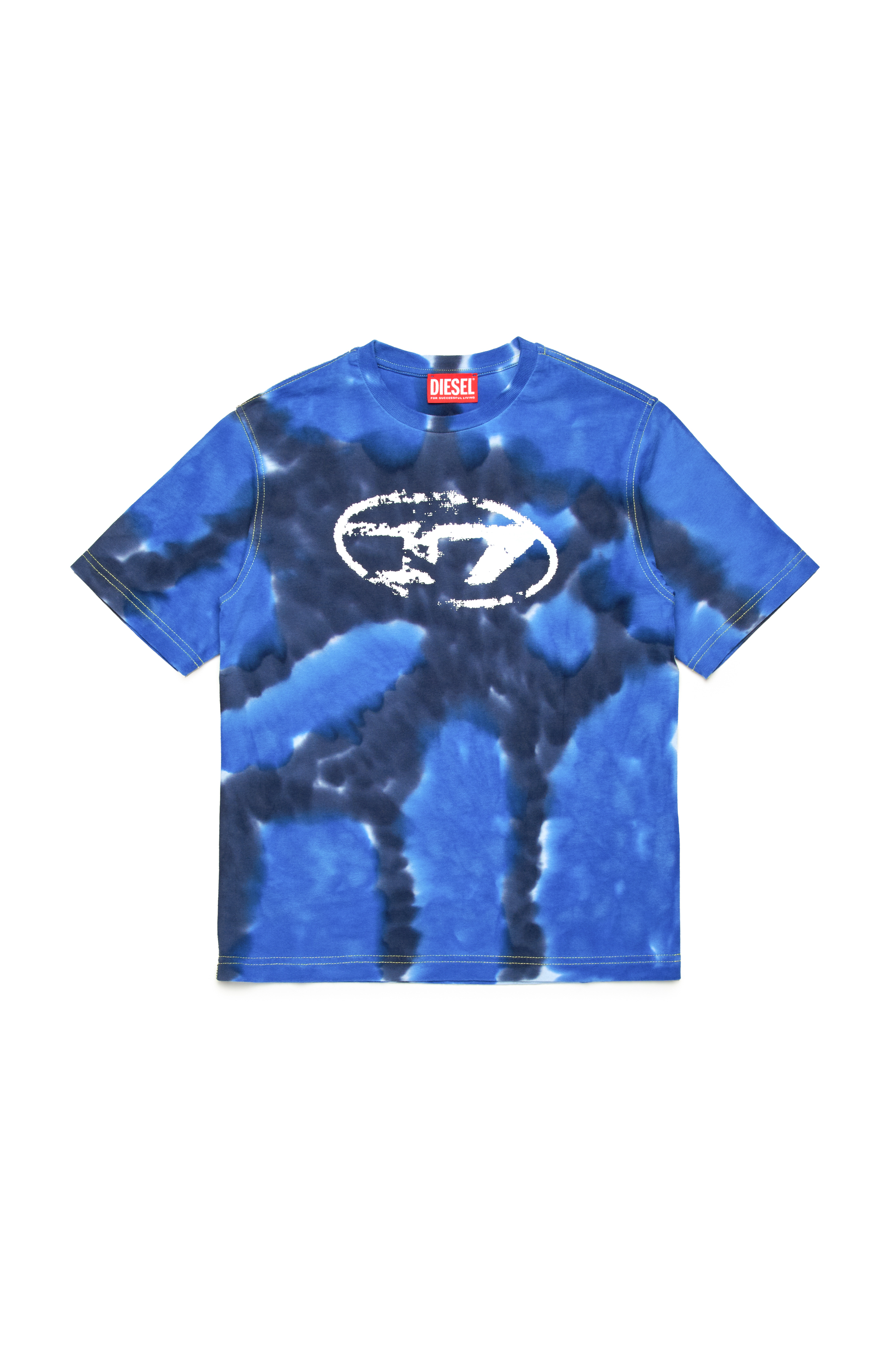 Diesel - TBOXTN15 OVER, Man's T-shirt with batik print in Blue - 1