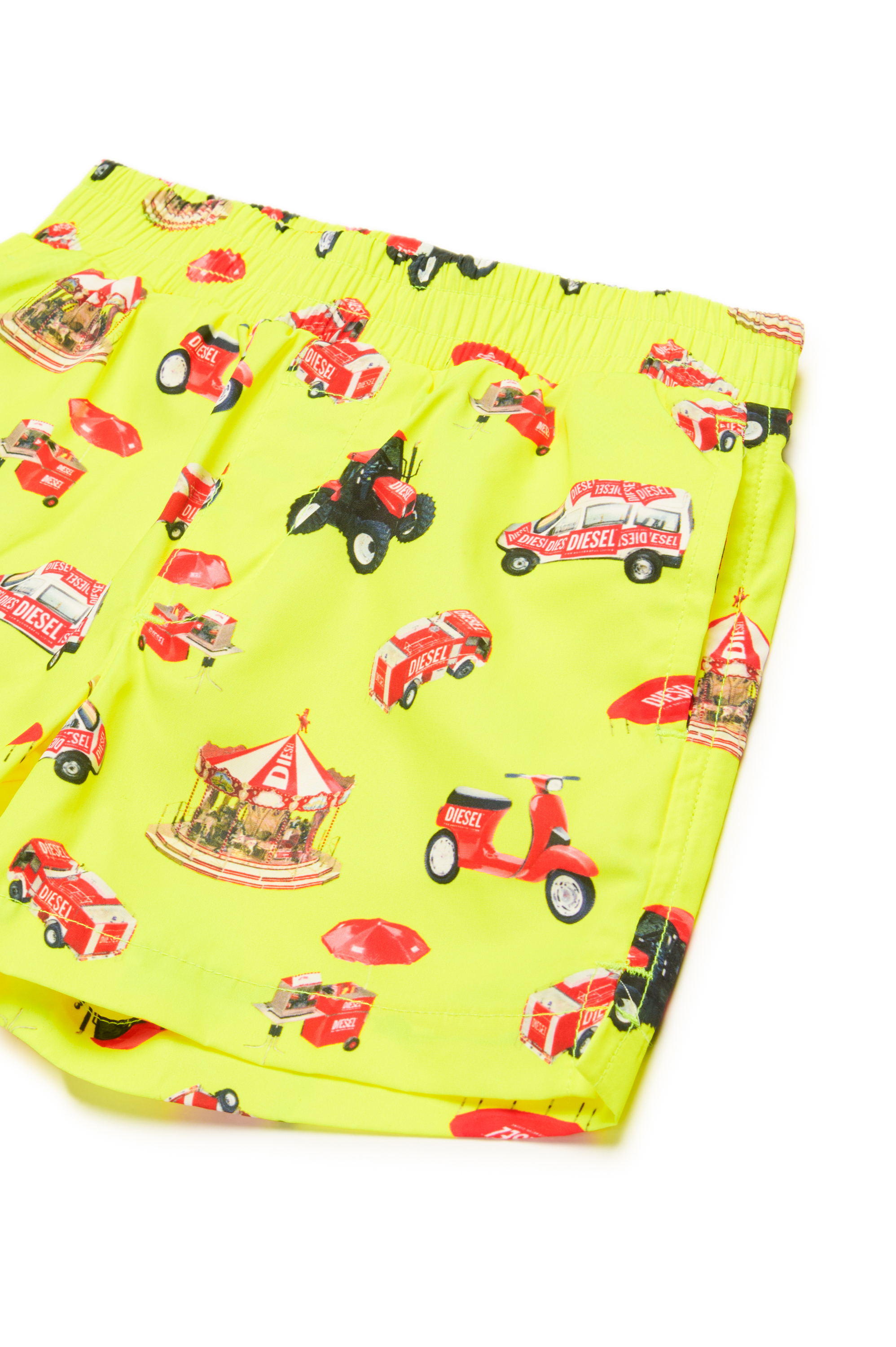 Diesel - MIPANB, Man's Swim shorts with vehicle print in Yellow Fluo - 3