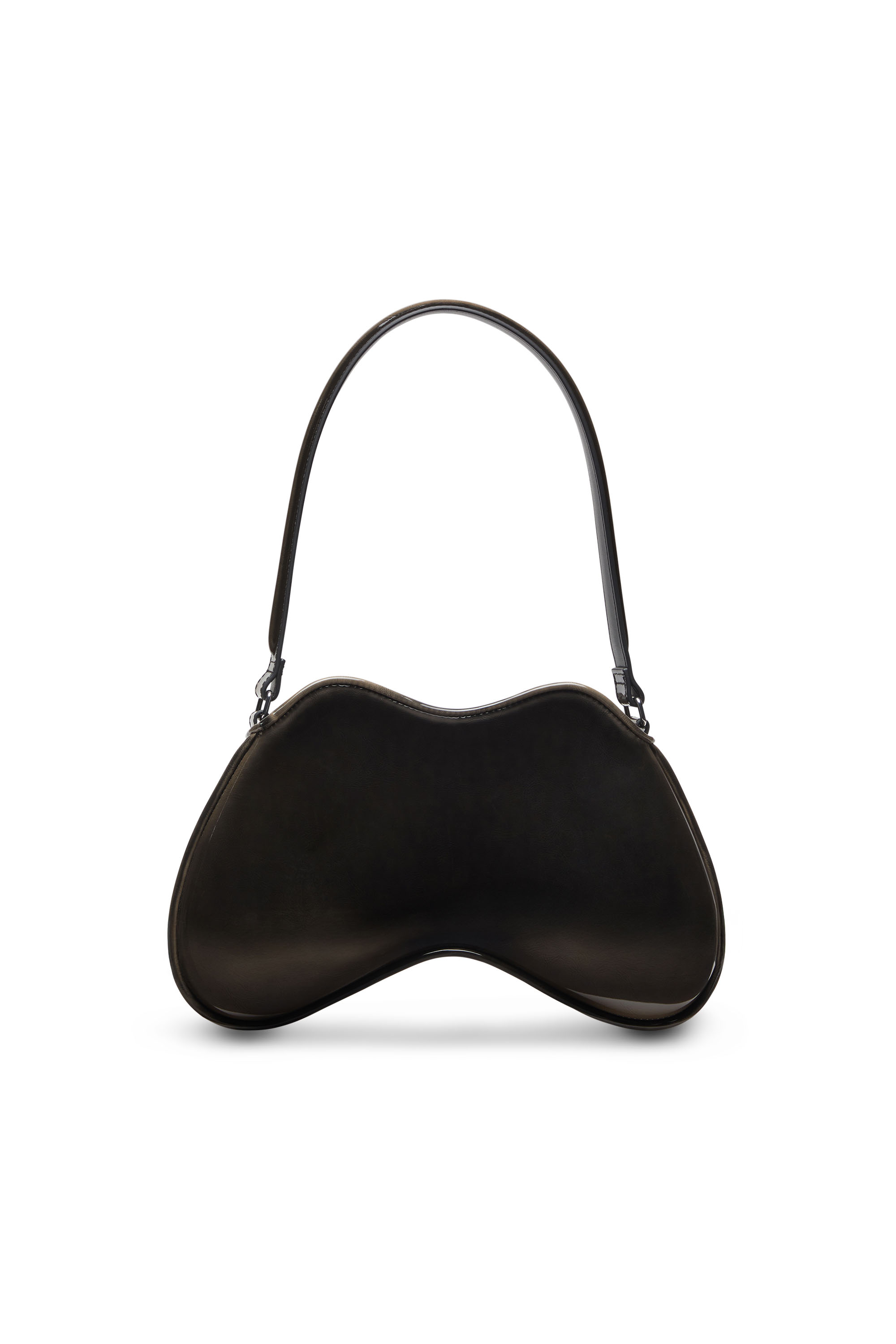 DOUBLE-D SHOULDER, Black/Bronze Diesel - DOUBLE-D SHOULDER, Woman's Double-D-Rigid shoulder bag in dégradé glossy PU in Black/Bronze - 2