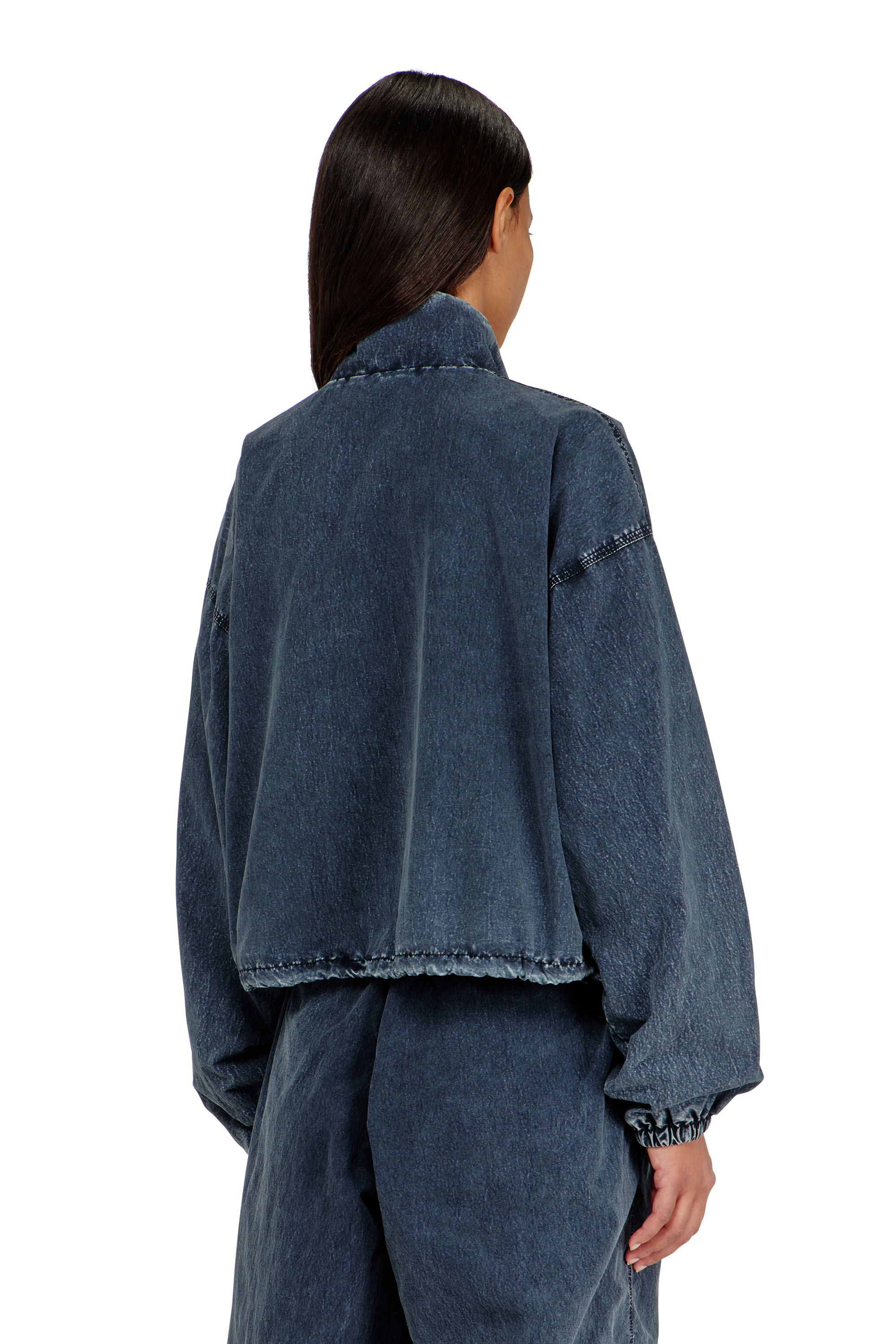 Diesel - G-LEAMER, Woman's Windbreaker jacket in acid-wash Taslan in Dark Blue - 4