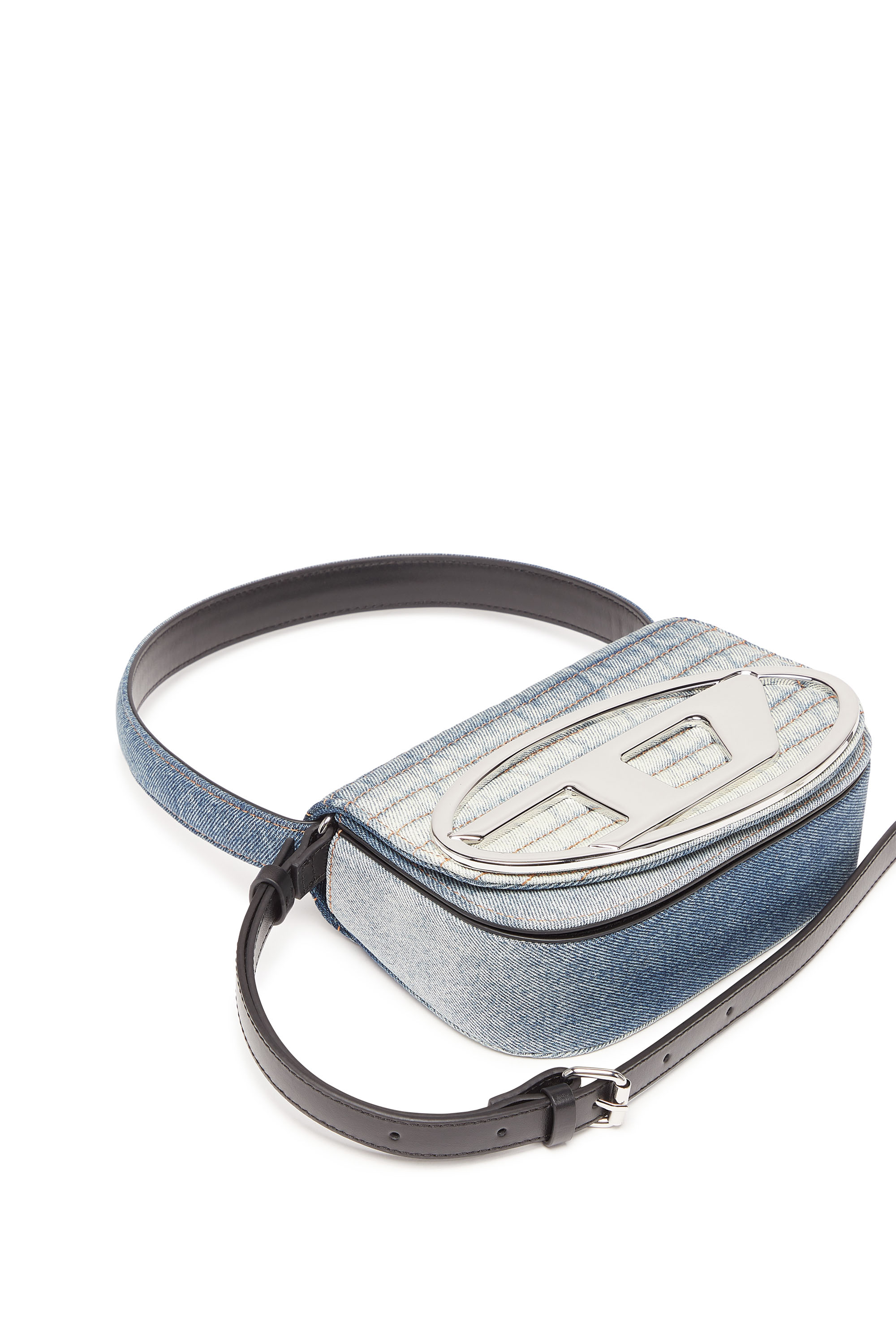 1DR, Blue/White Diesel - 1DR, Woman's 1DR - Iconic shoulder bag in solarised denim in Blue/White - 5