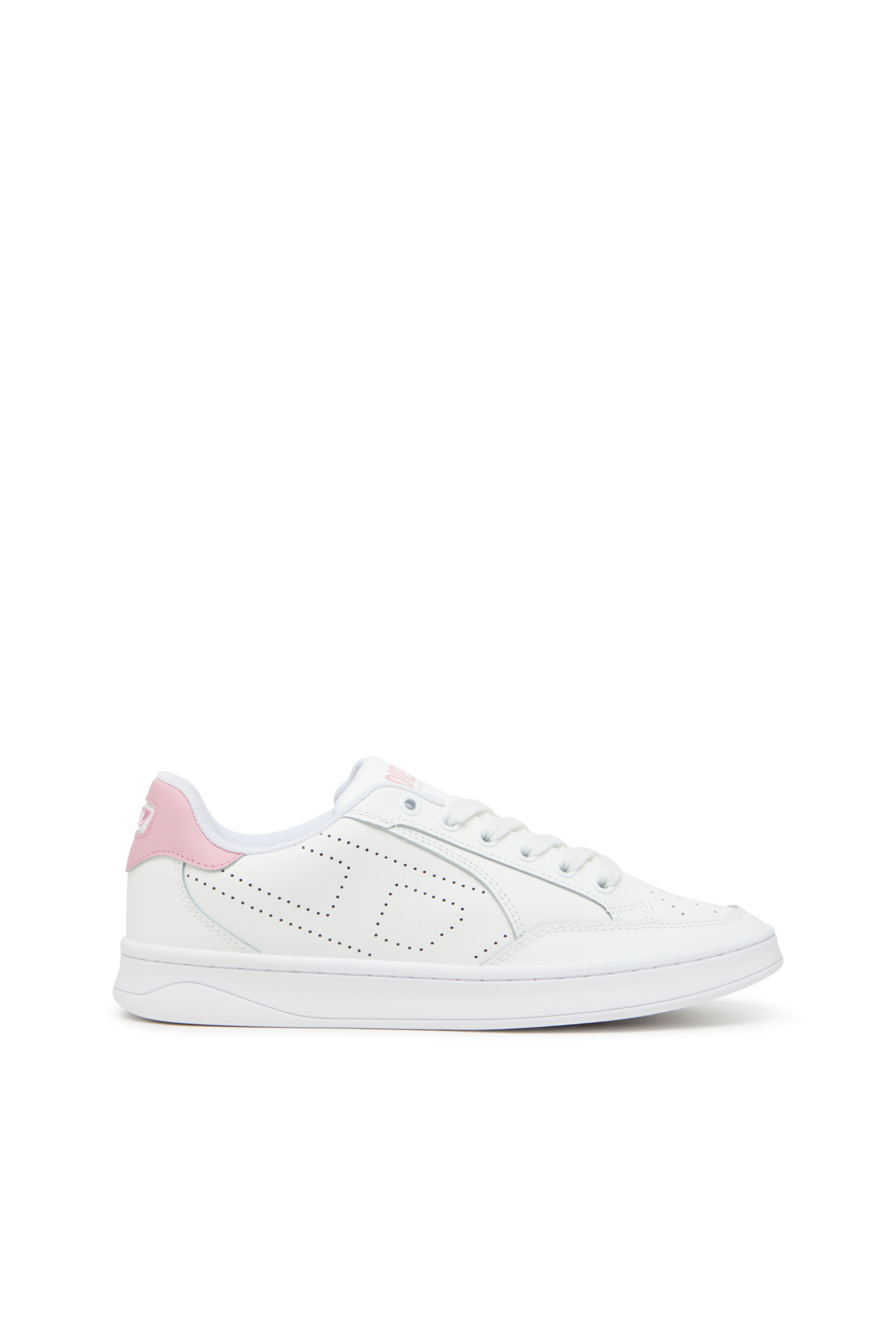 Diesel - S-DAKOTA LOW W, Woman's Leather sneakers with perforated logo in White/Pink - 1