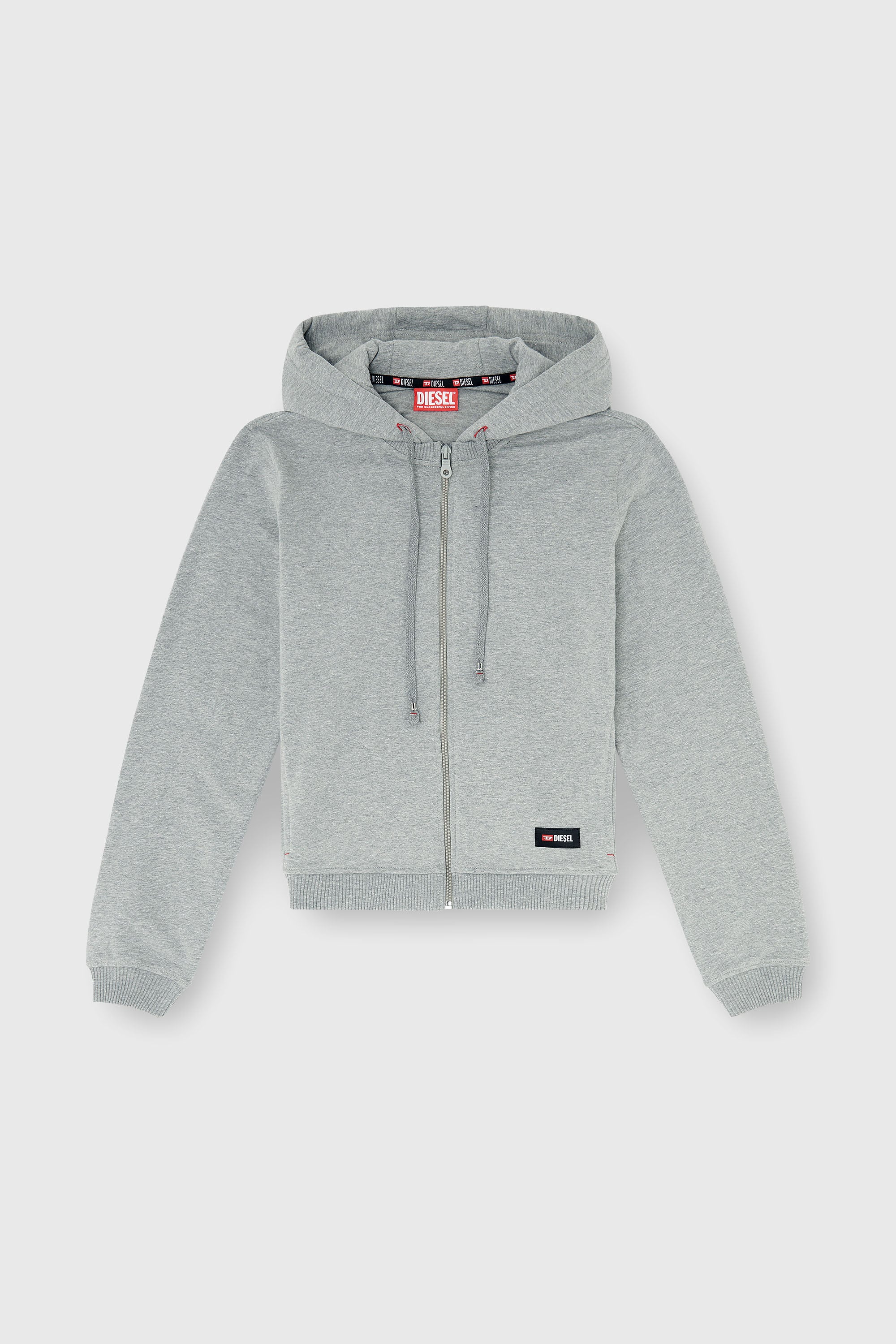 Diesel - HARRIET-D-CORE, Woman's Hoodie in peached cotton blend in Grey - 2
