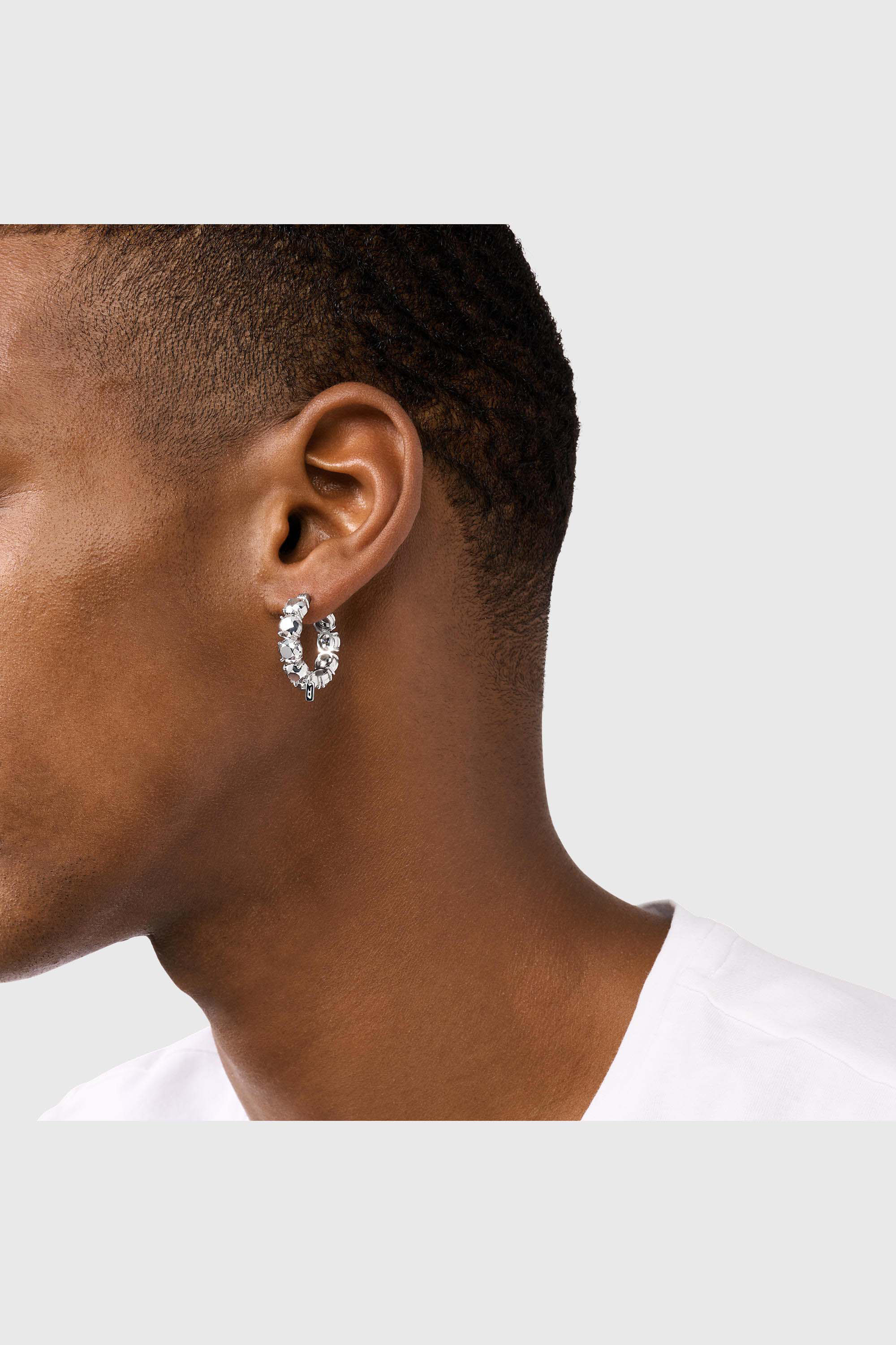Diesel - DL1357040 STERLING SILVER JEWEL, Unisex's Sterling Silver Hoop Earring in Silver - 3