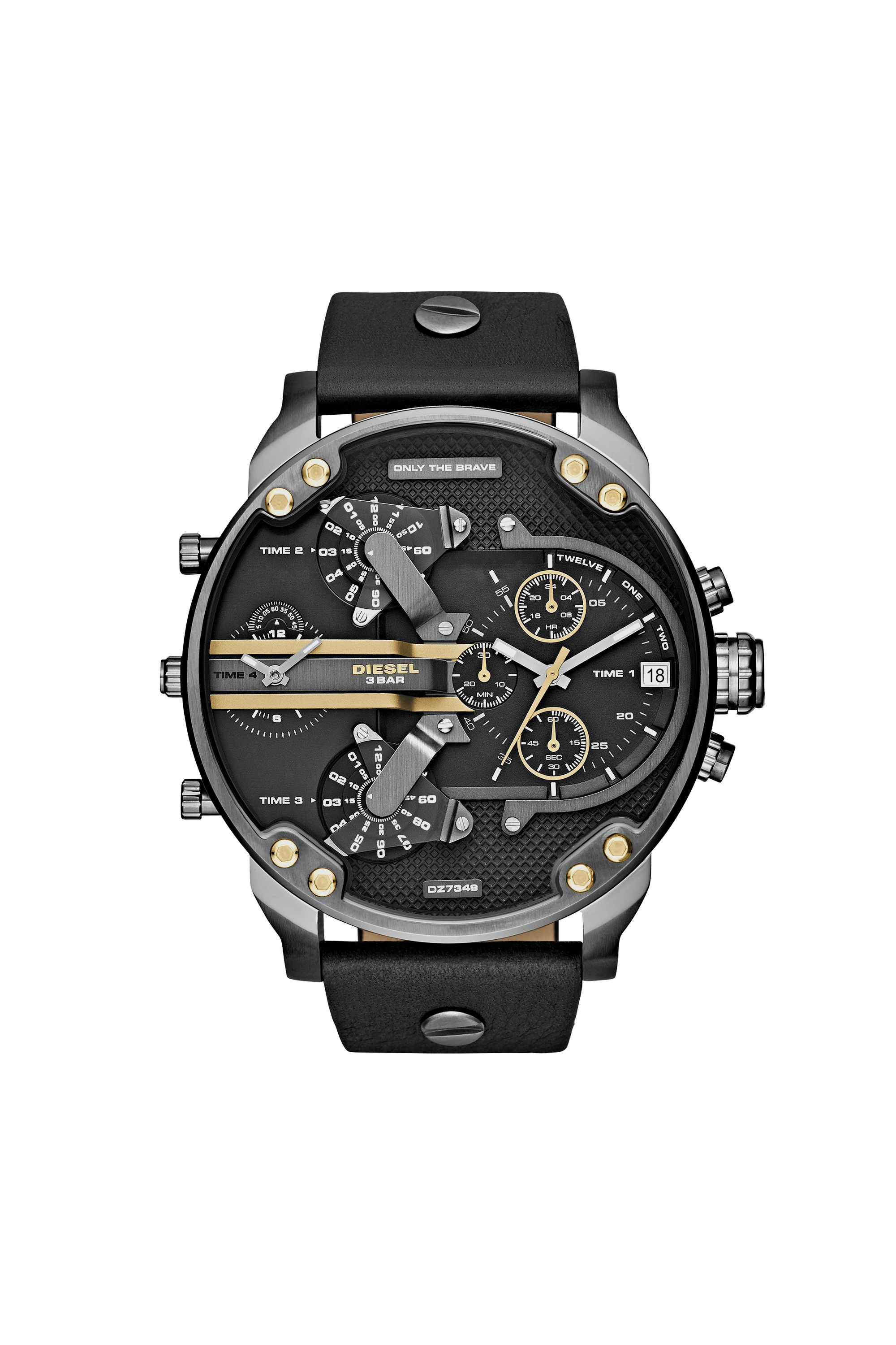 Diesel - DZ7348 MR DADDY 2.0, Man's Mr. Daddy 2.0 leather watch with gunmetal plating, 51 mm in Black - 1