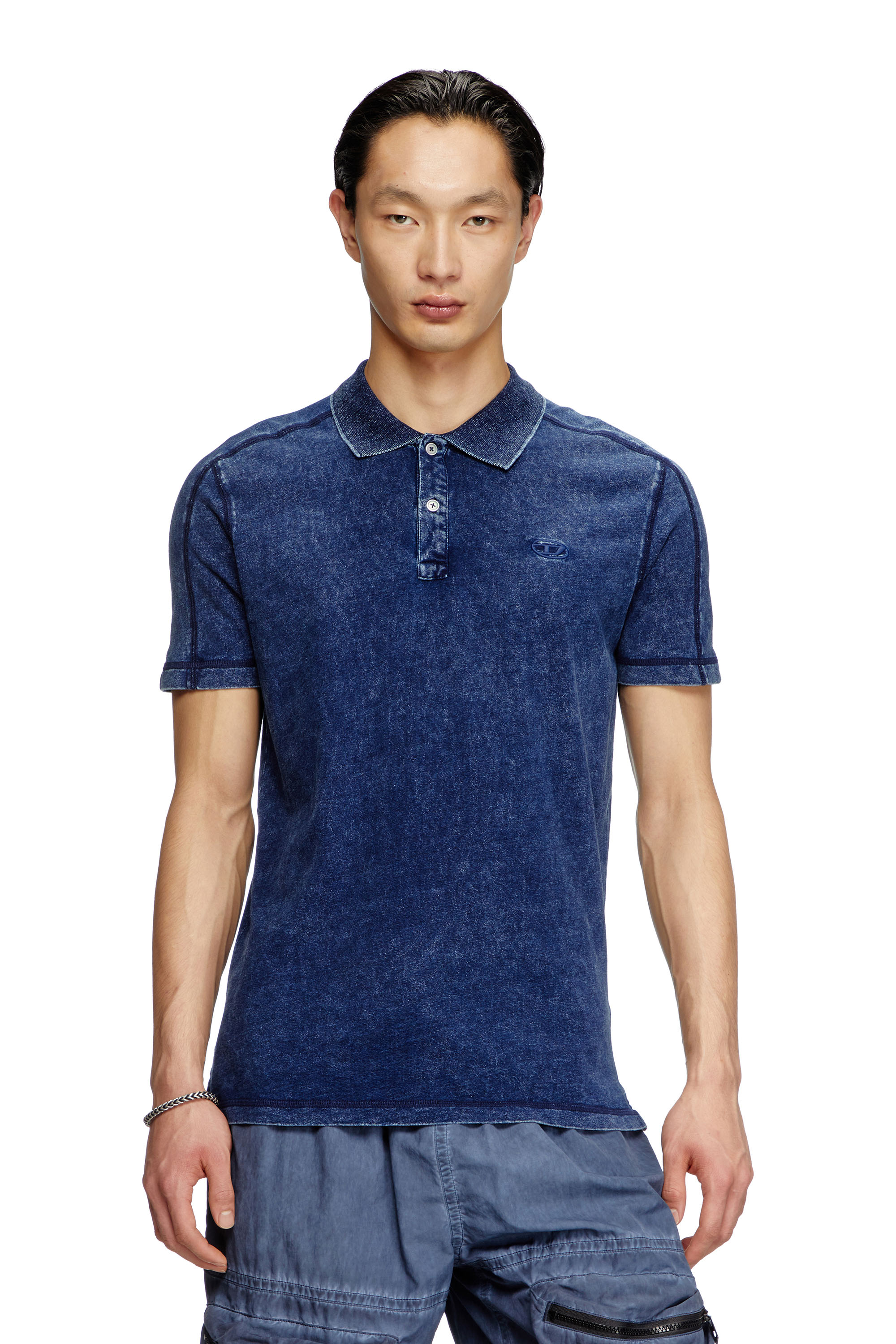 Diesel - T-SWIND-R1, Man's Denim-look polo shirt in Blue - 3