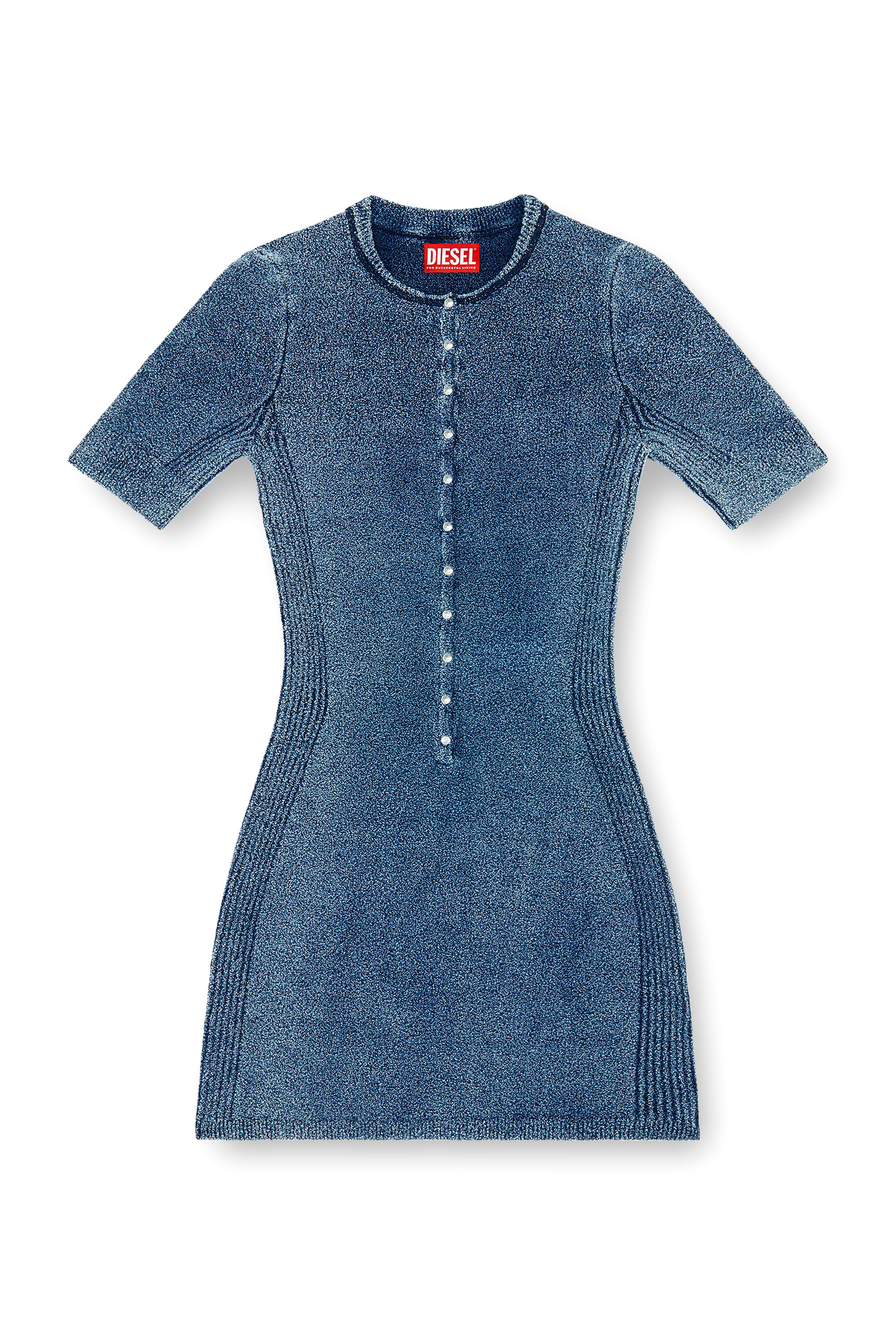 Diesel - M-ESTEE DRESS, Woman's Short dress in indigo boucl&eacute; knit in null - 2