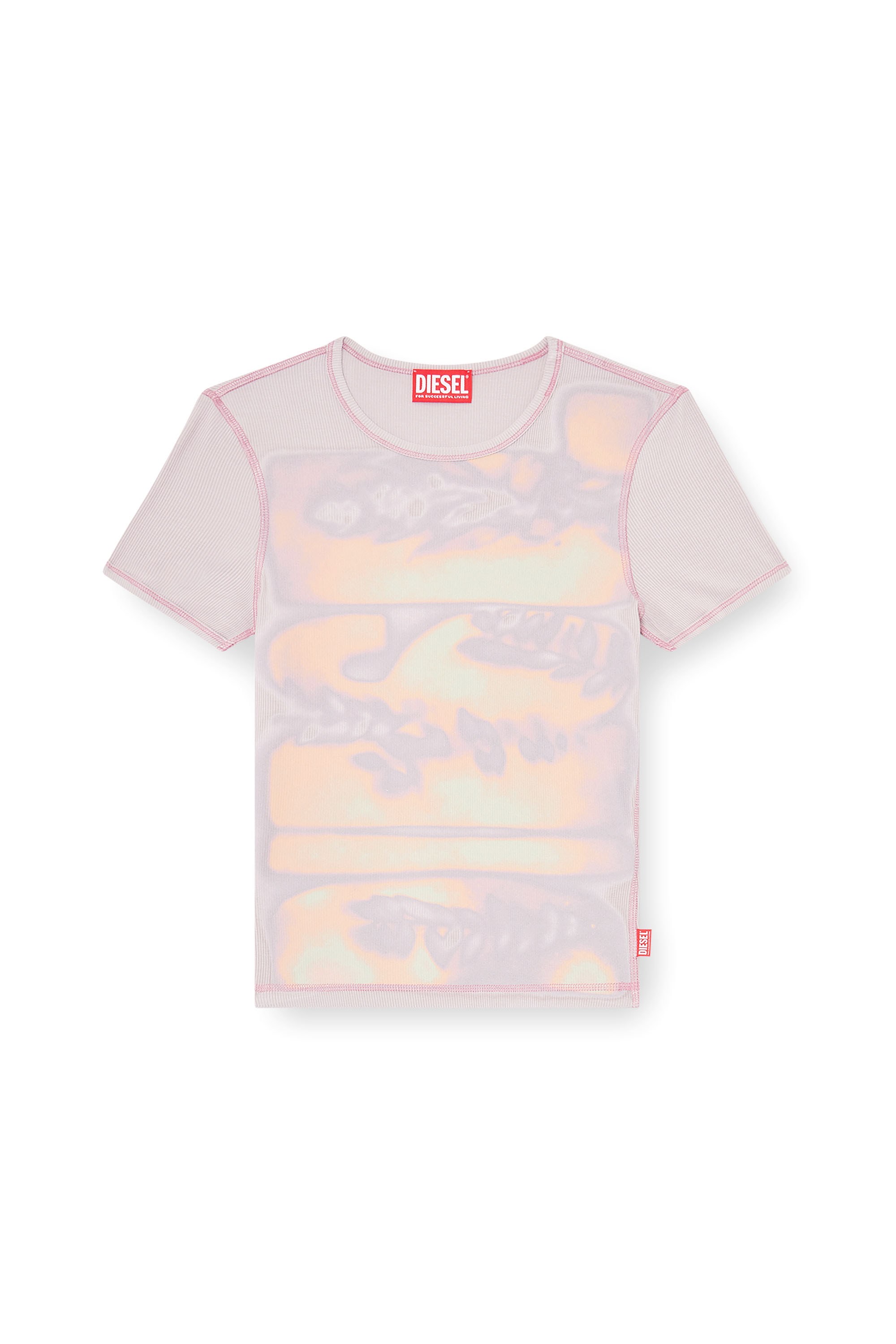 Diesel - T-ELE-LONG-AA1, Woman's Slim jersey top with graphic print in null - 3