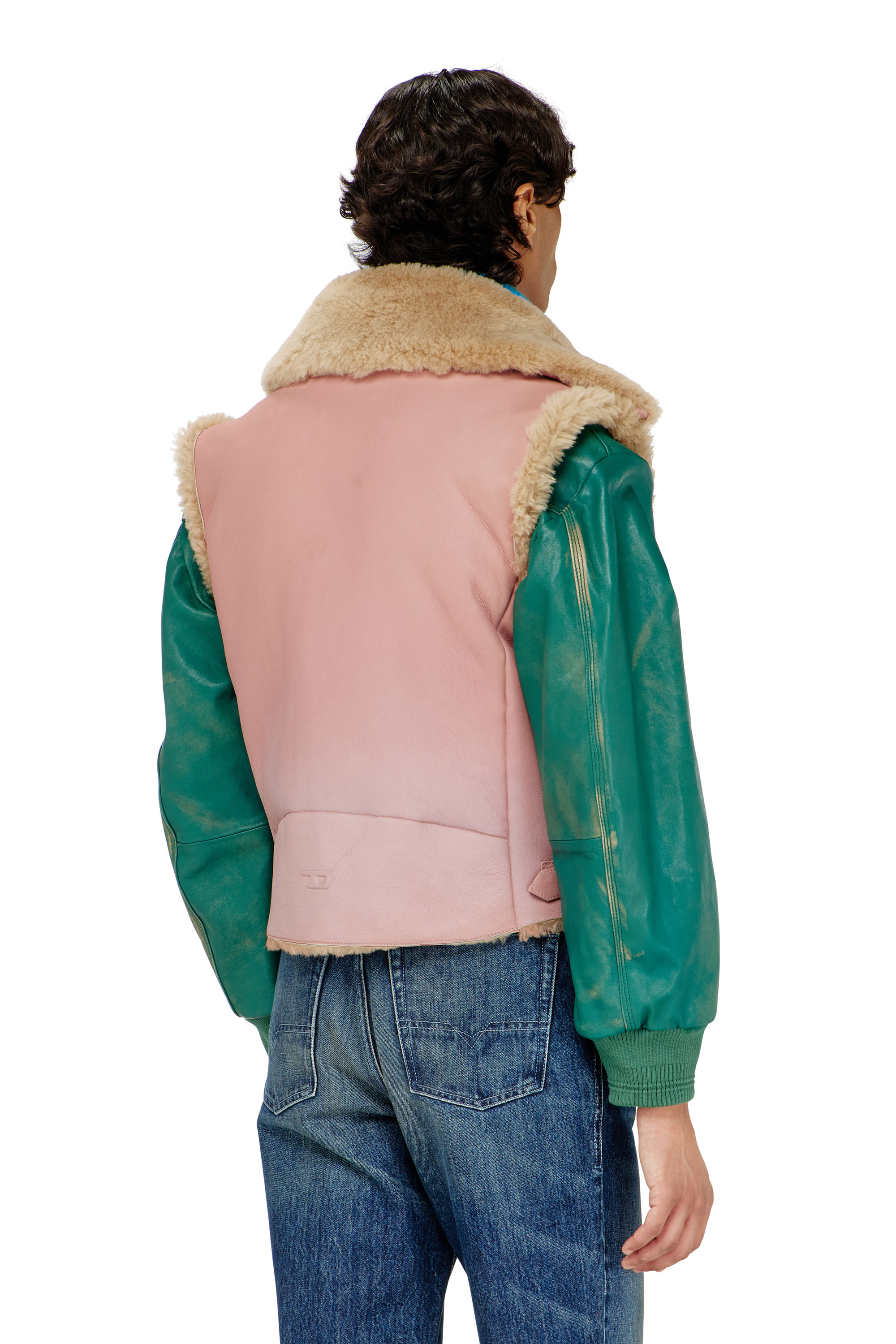 Diesel - L-HONT, Man's Shearling leather vest in Pink - 4