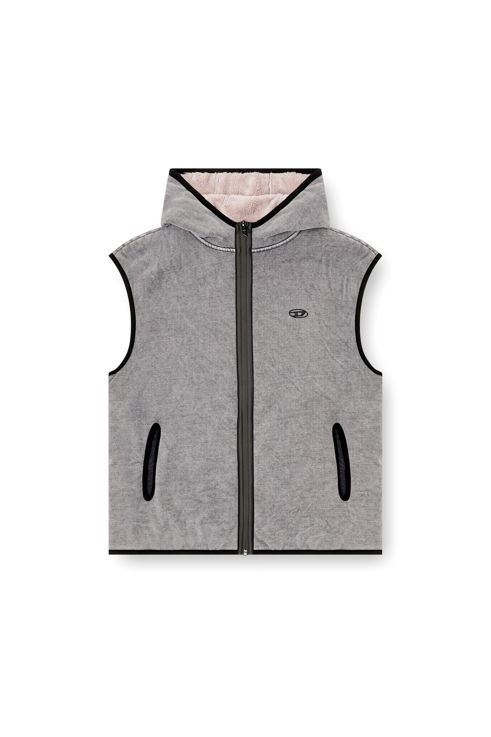 Diesel - S-HAKY-NEW, Man's Sleeveless zip-up hoodie in Grey - 2