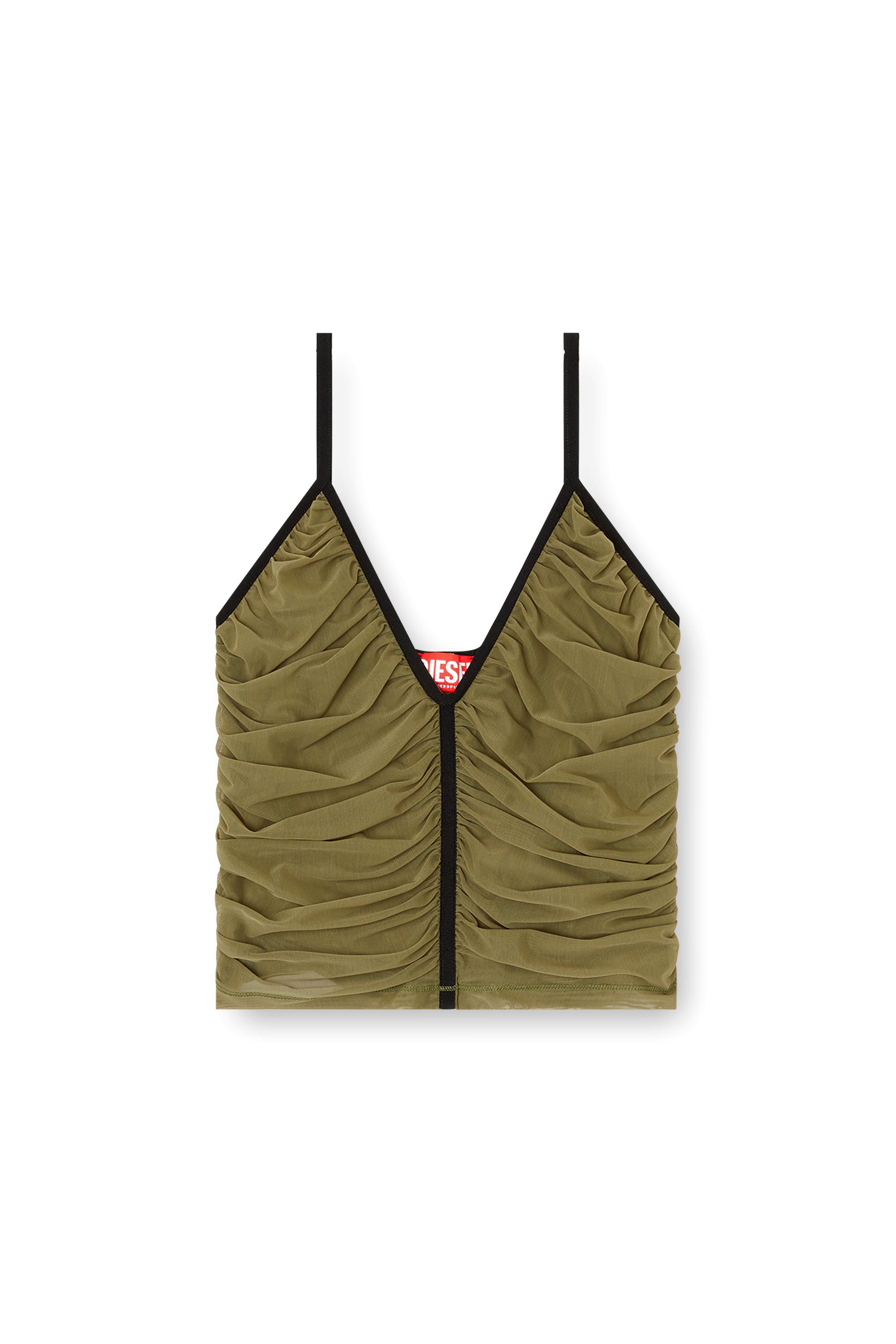 Diesel - T-AIKY, Woman's Gathered strappy top in Olive Green - 3