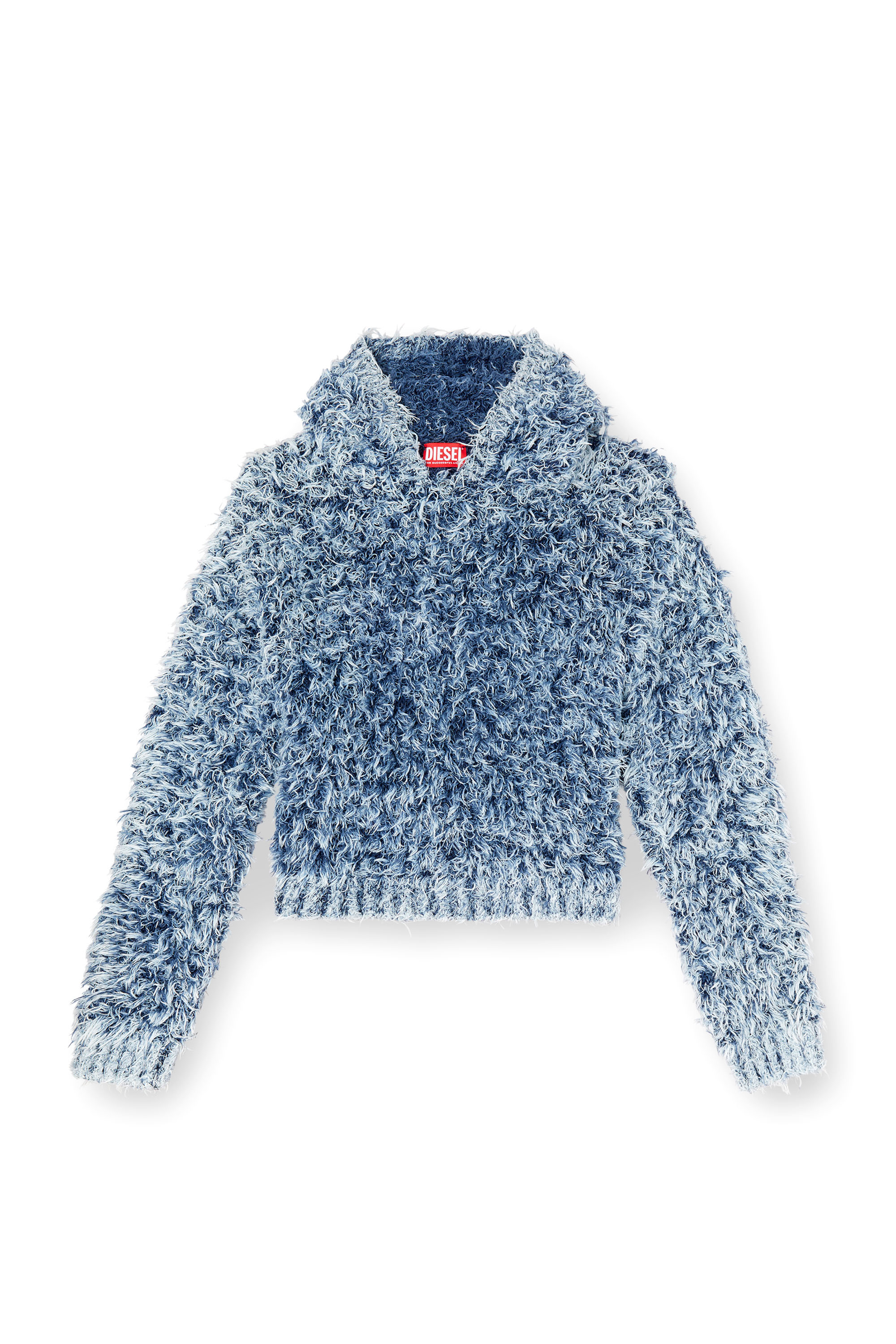 Diesel - M-DOLLY, Woman's Textured-knit hoodie in Blue - 2