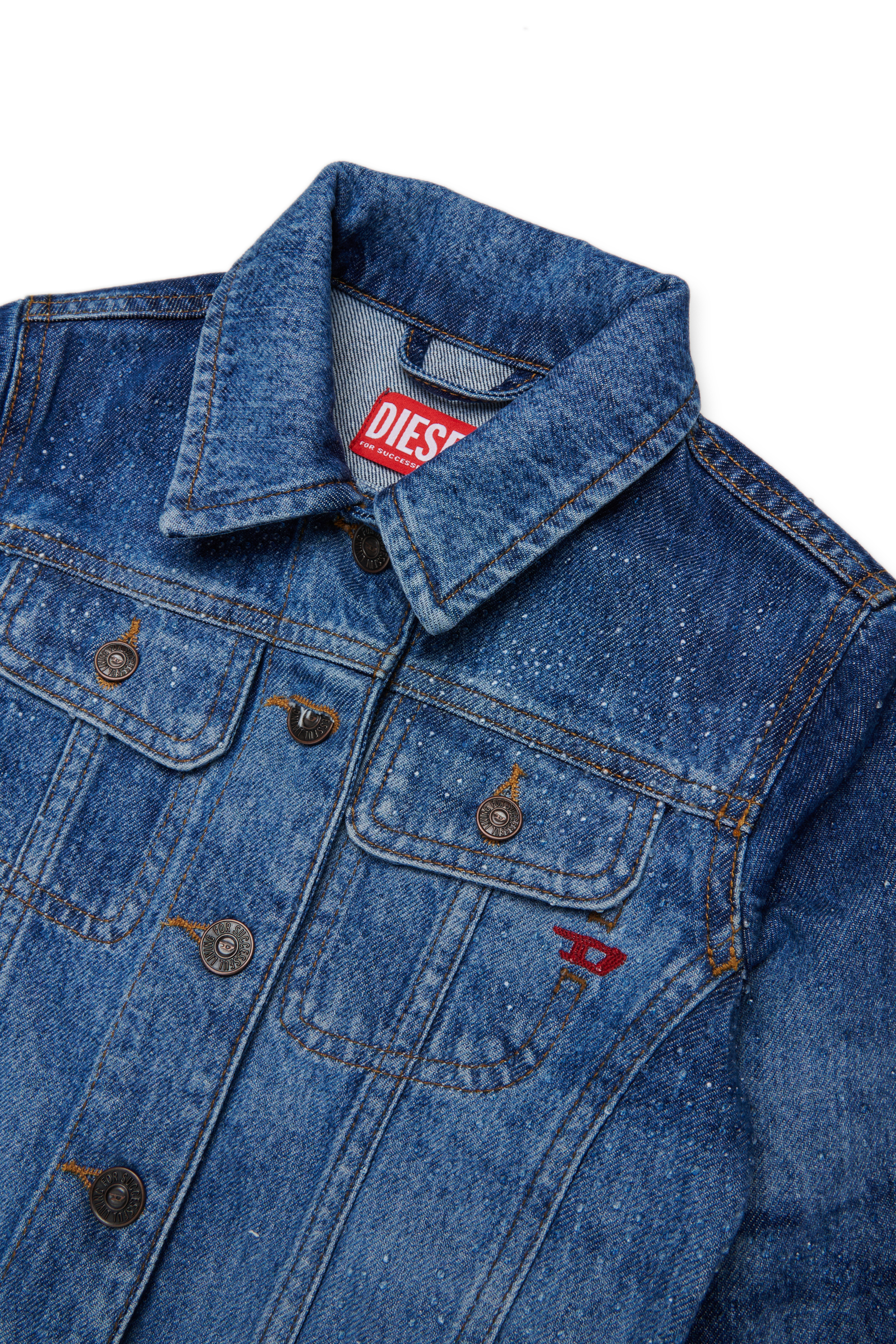 Diesel - JSLIMMY-J, Woman's Trucker jacket in stonewashed denim in Medium blue - 3