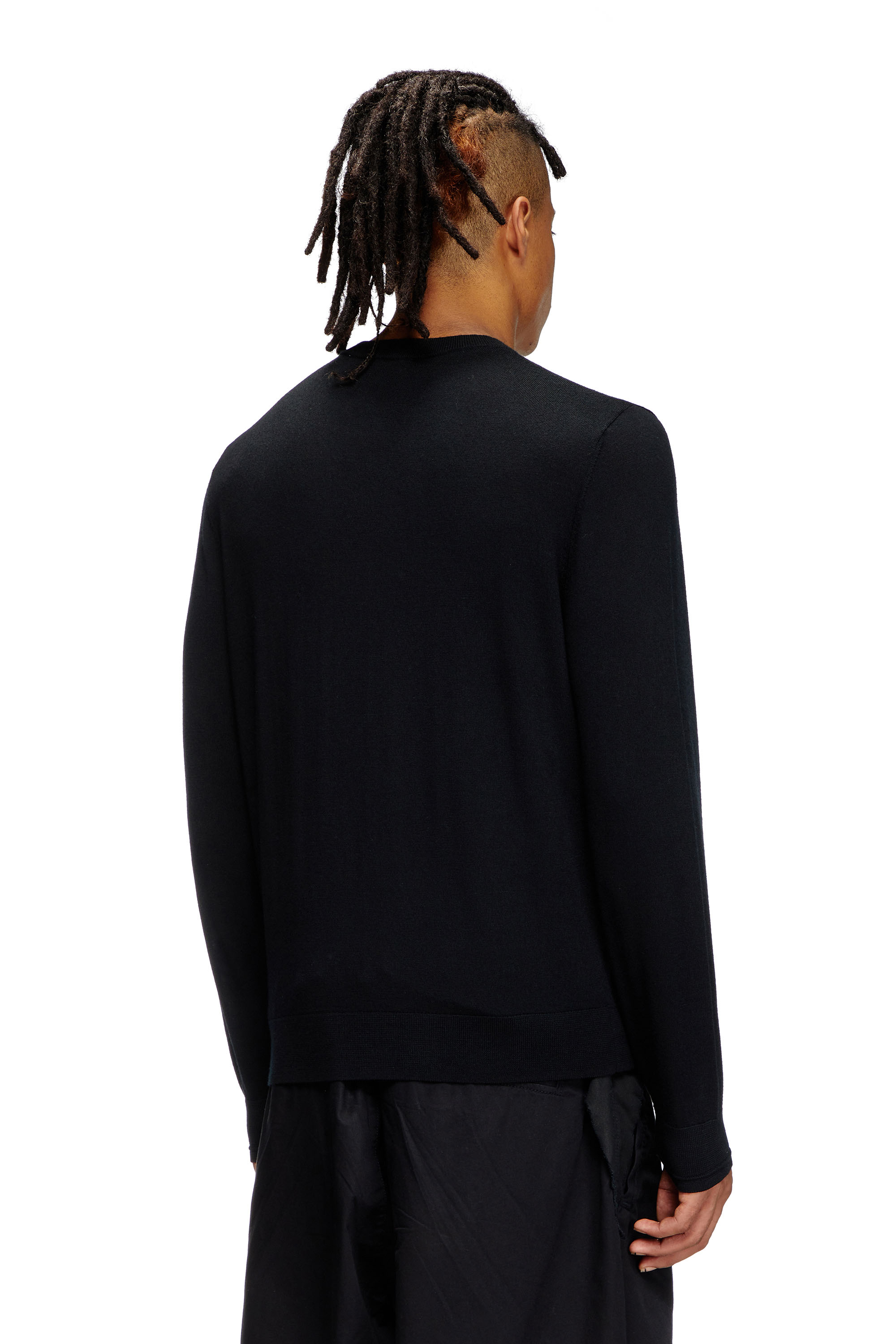 Diesel - K-VALIAM, Man's Wool jumper with cut-out logo in Black - 4
