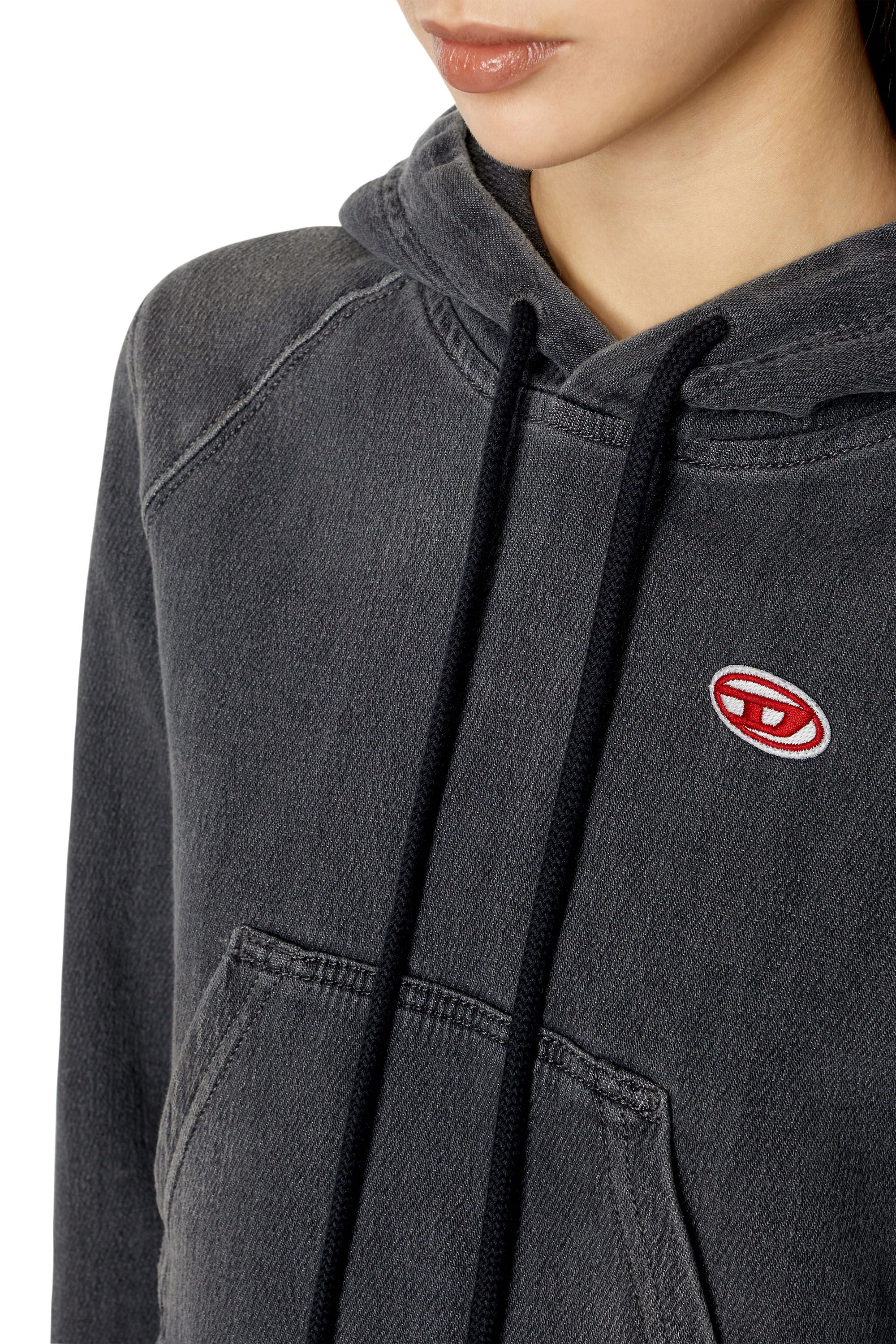 Diesel - D-ANGY TRACK DENIM HOODIE, Black/Dark grey - Image 5