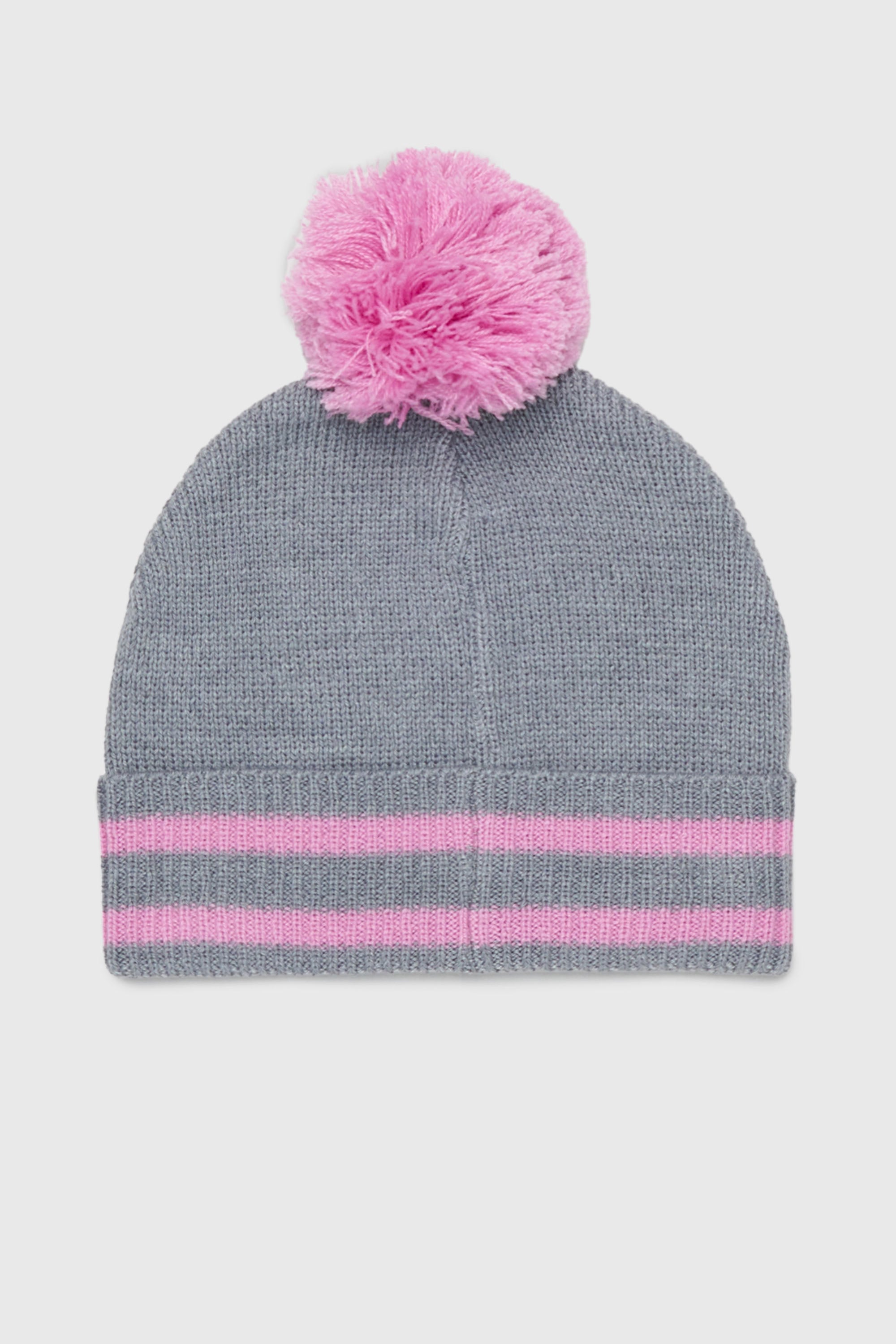 Diesel - FUTEEB, Unisex's Striped pom-pom beanie in wool blend in Grey/Pink - 2
