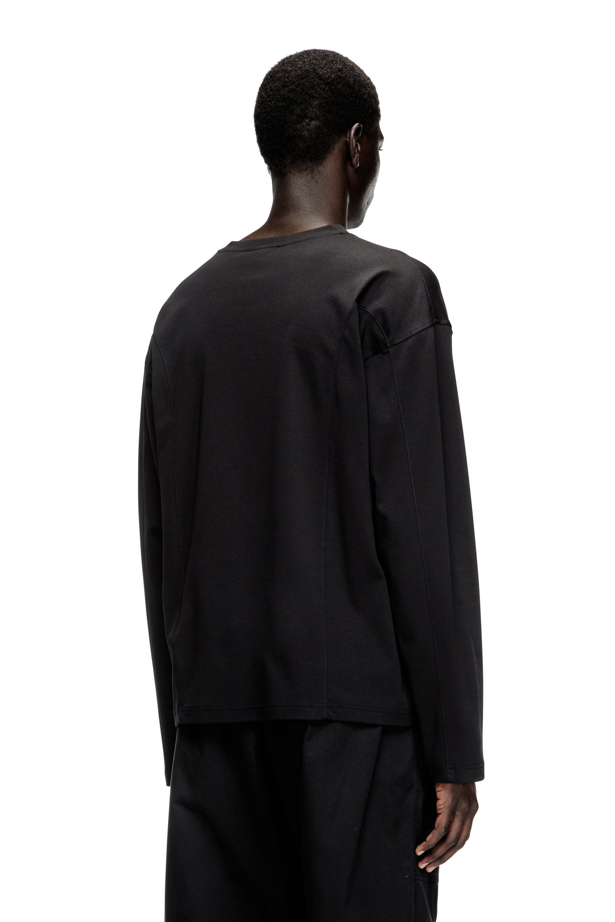 Diesel - T-BOXT-LS-INT, Man's Long-sleeve T-shirt with panels in Black - 4