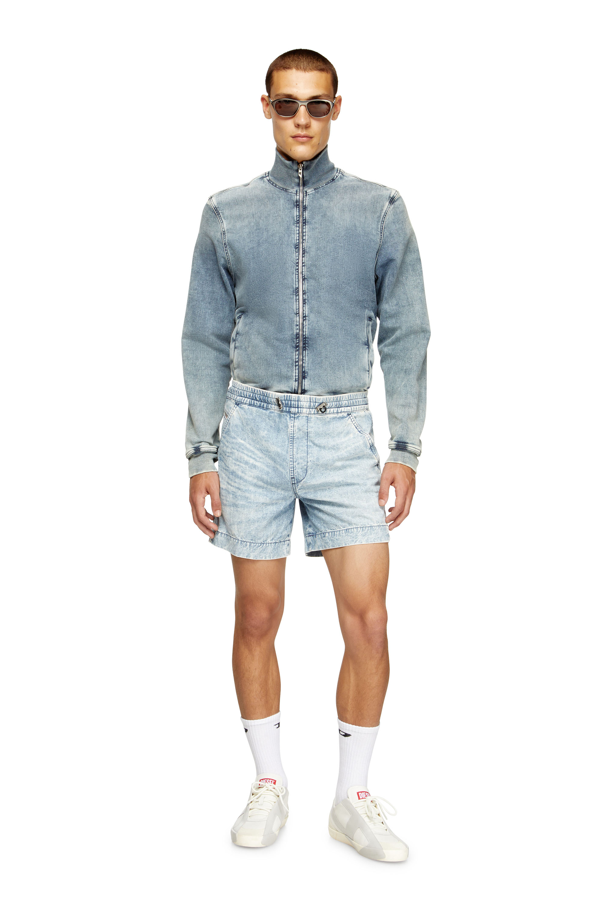 Diesel - D-TENNI-S, Unisex's Shorts in marbled denim in Light Blue - 2