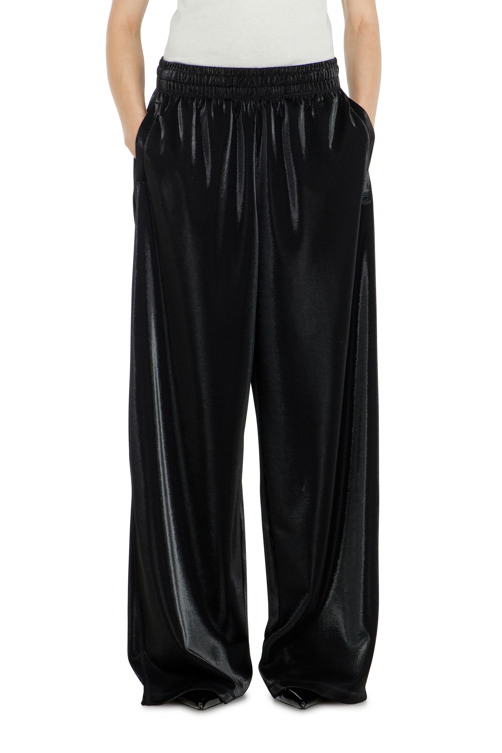 Diesel - P-ROSY, Woman's Sweatpants in shiny piquet fabric in Black - 2