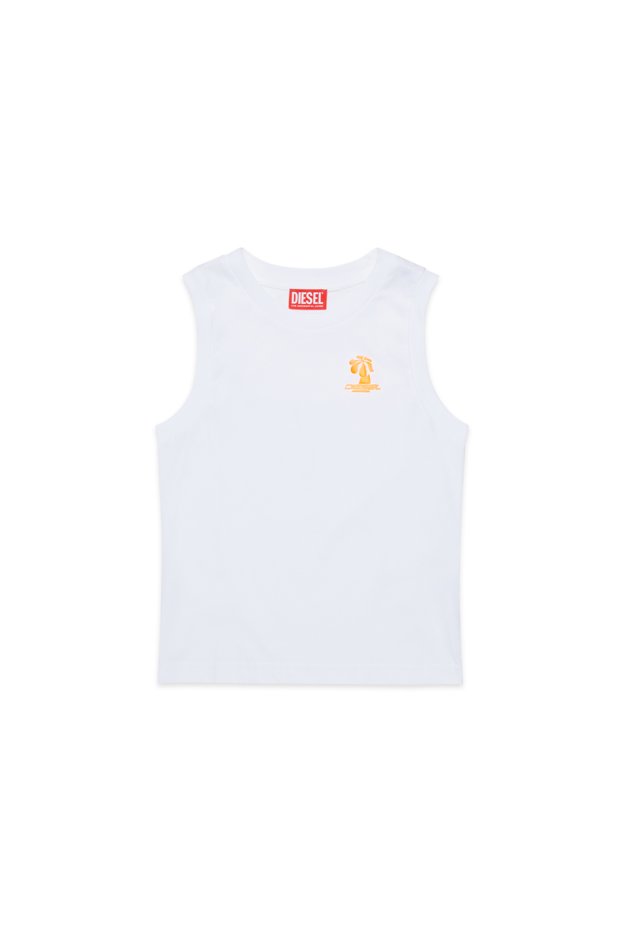 Diesel - MTDENP, Man's Tank top with neon palm logo in White - 1