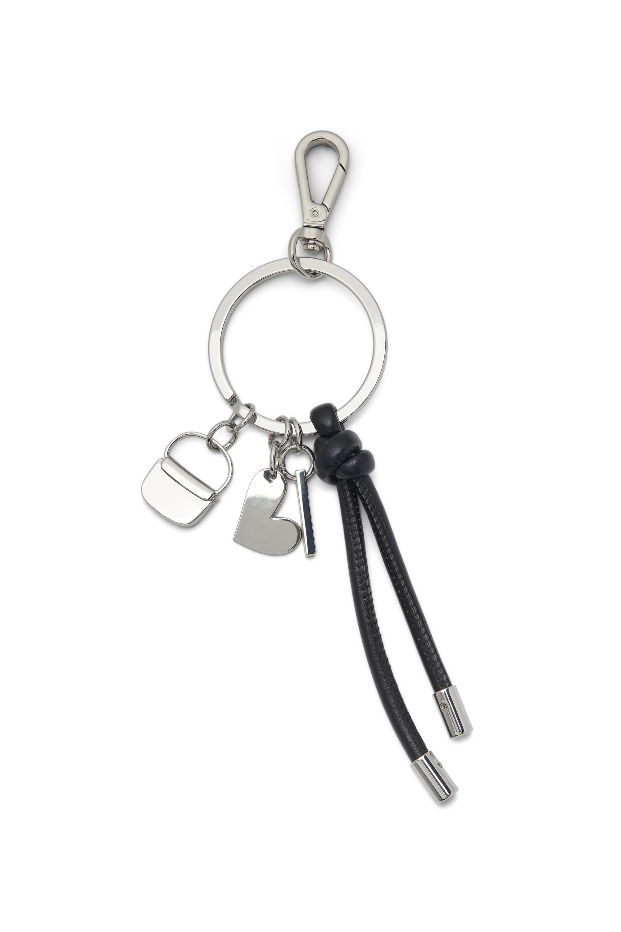Diesel - MULTI III, Woman's Metal keyring charm with heart and bag pendants in Silver/Black - 2