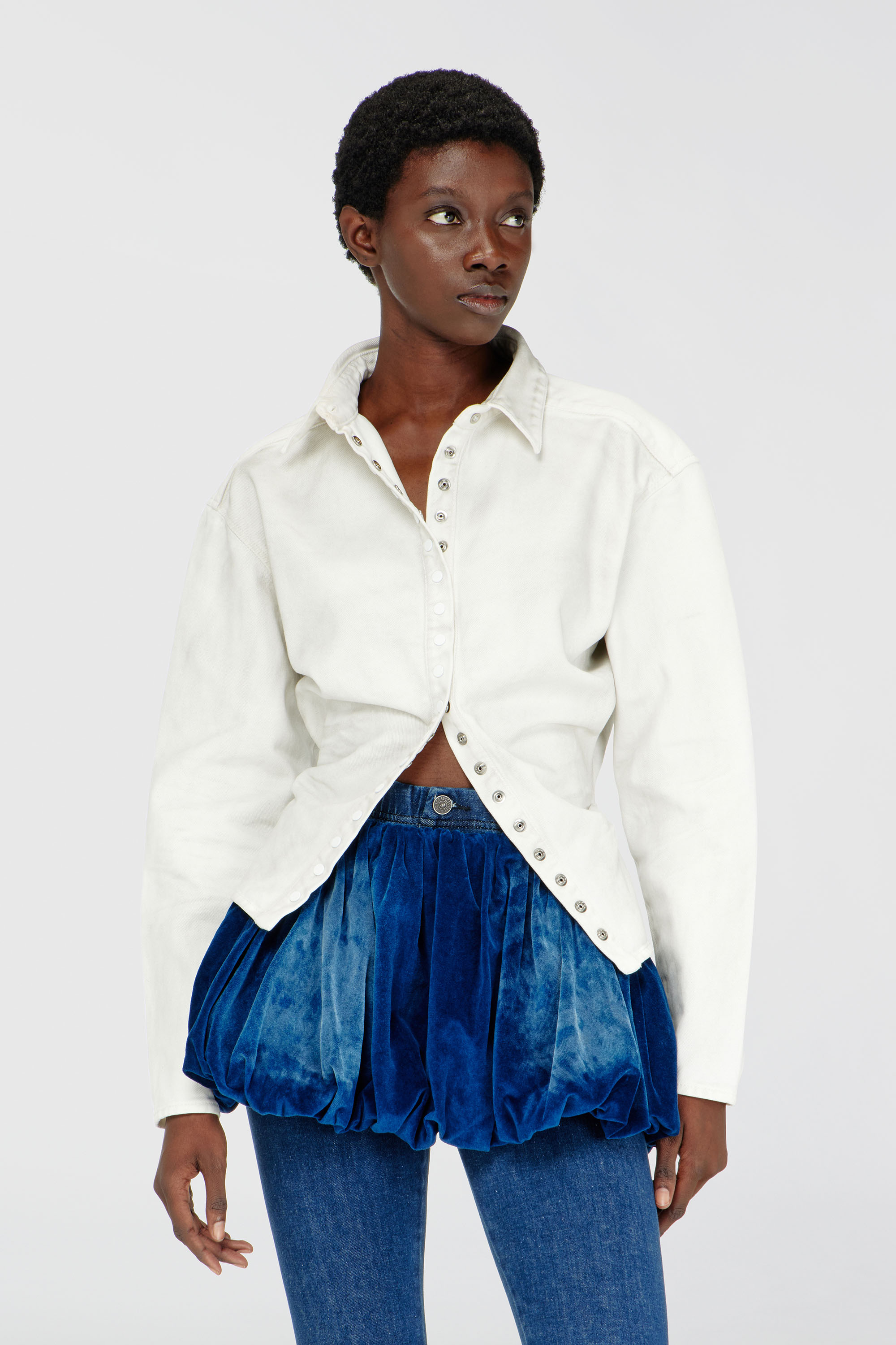 Diesel - DE-PLAZY-FSJ1, Woman's Fitted shirt in denim in White - 3