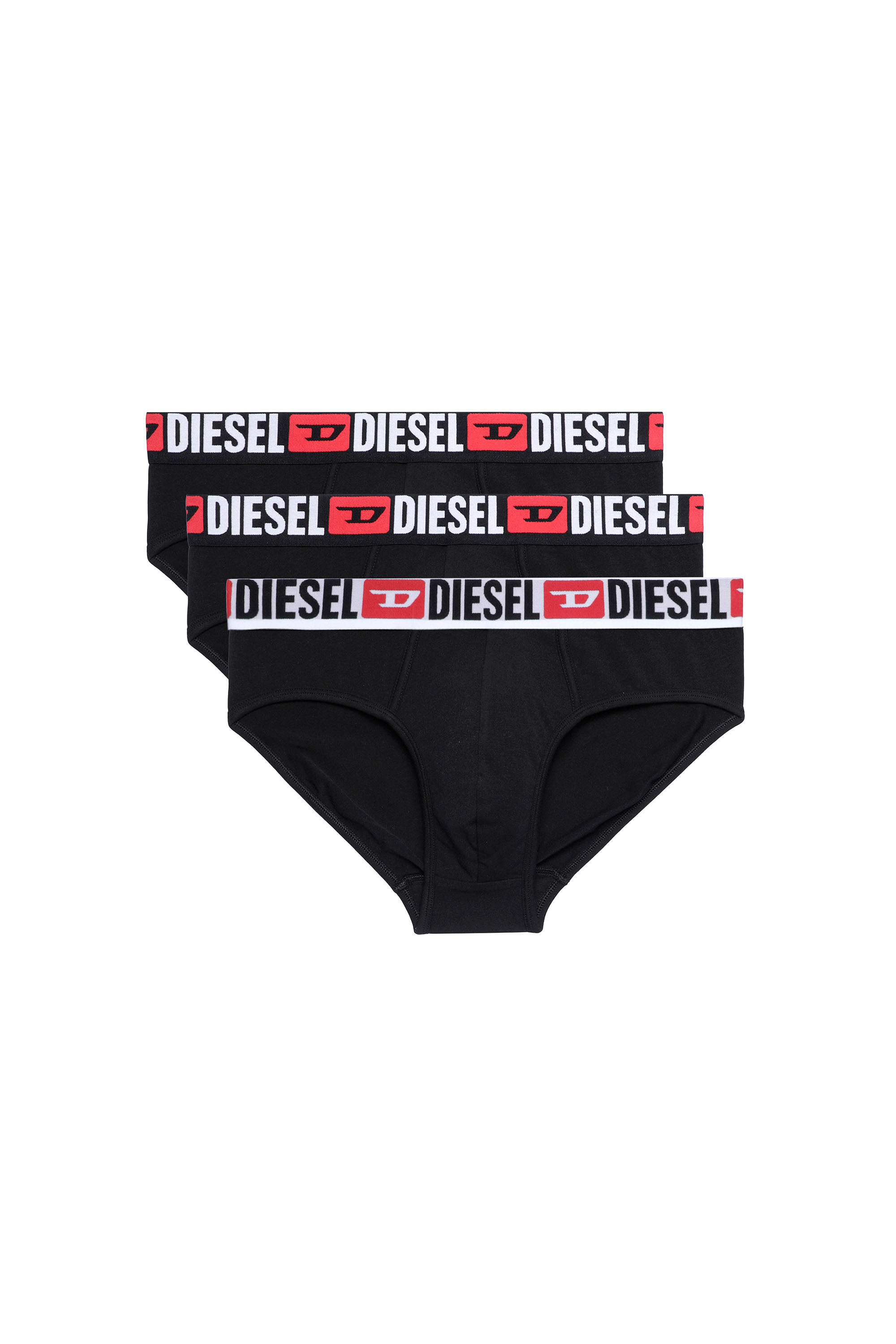 UMBR-ANDRETHREEPACK, Black/White Diesel - UMBR-ANDRETHREEPACK, Man's Three-pack of solid-colour briefs in Black/White - 2