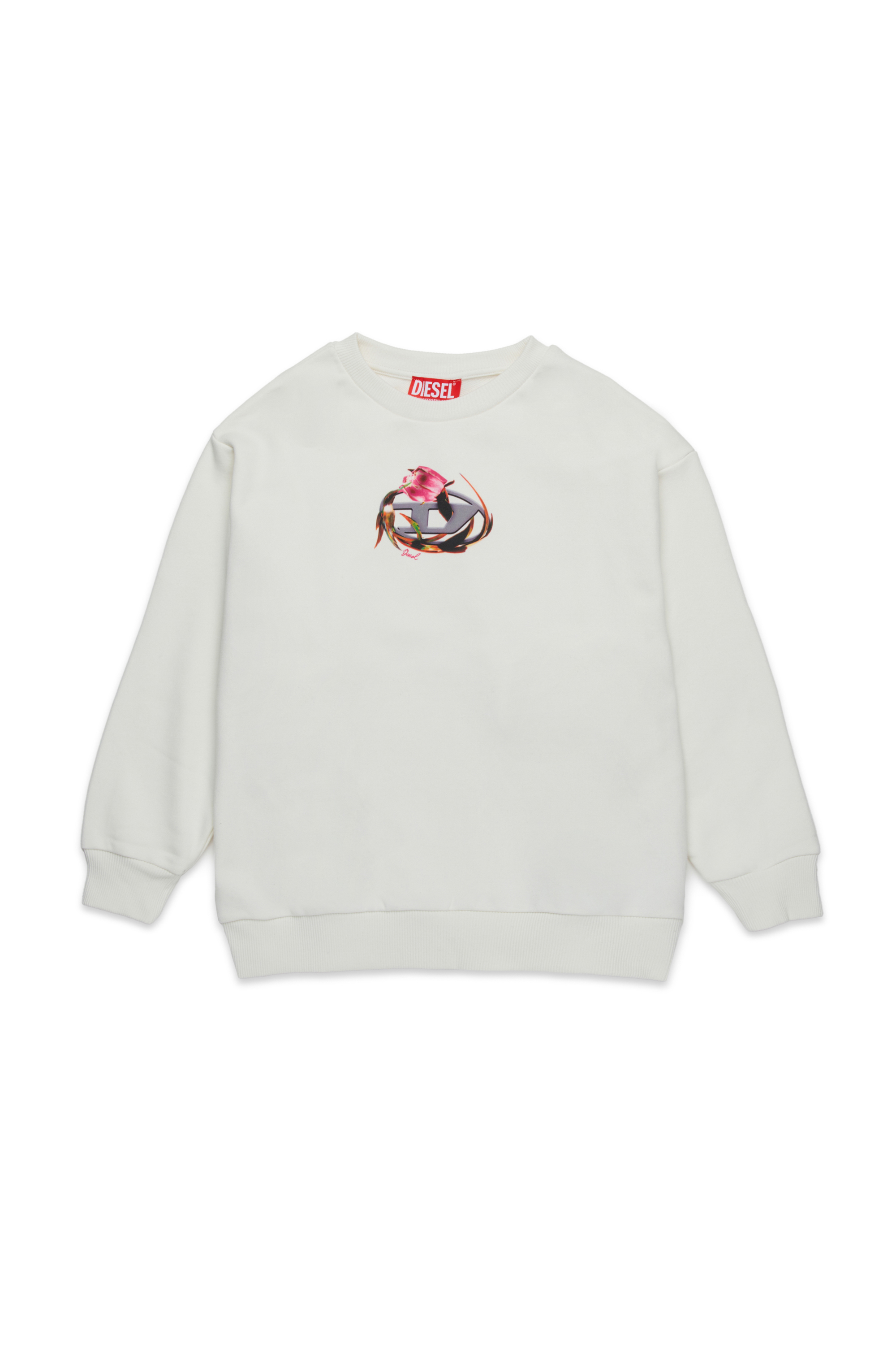 Diesel - SERUFFIX, Woman's Sweatshirt with floral Oval D logo in White - 1