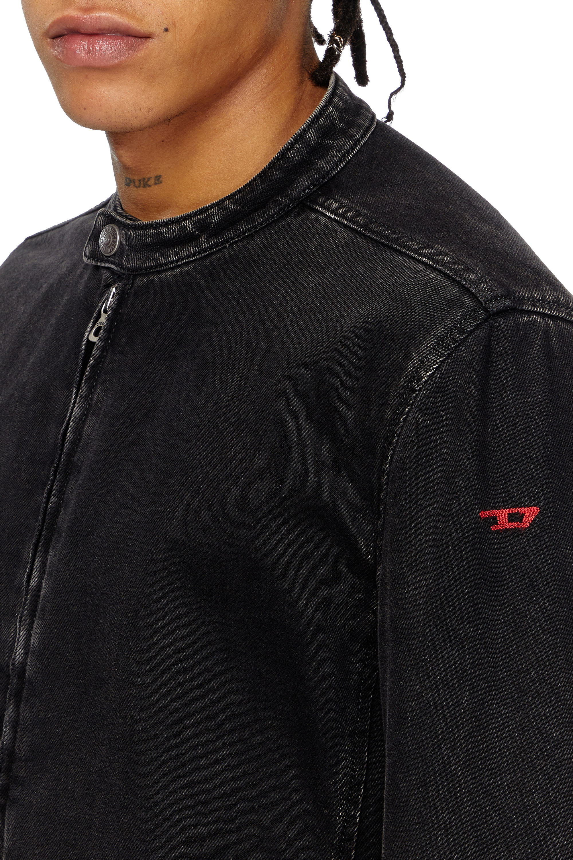 D-GLORY, Black Diesel - D-GLORY, Man's Moto jacket in clean-wash denim in Black - 5