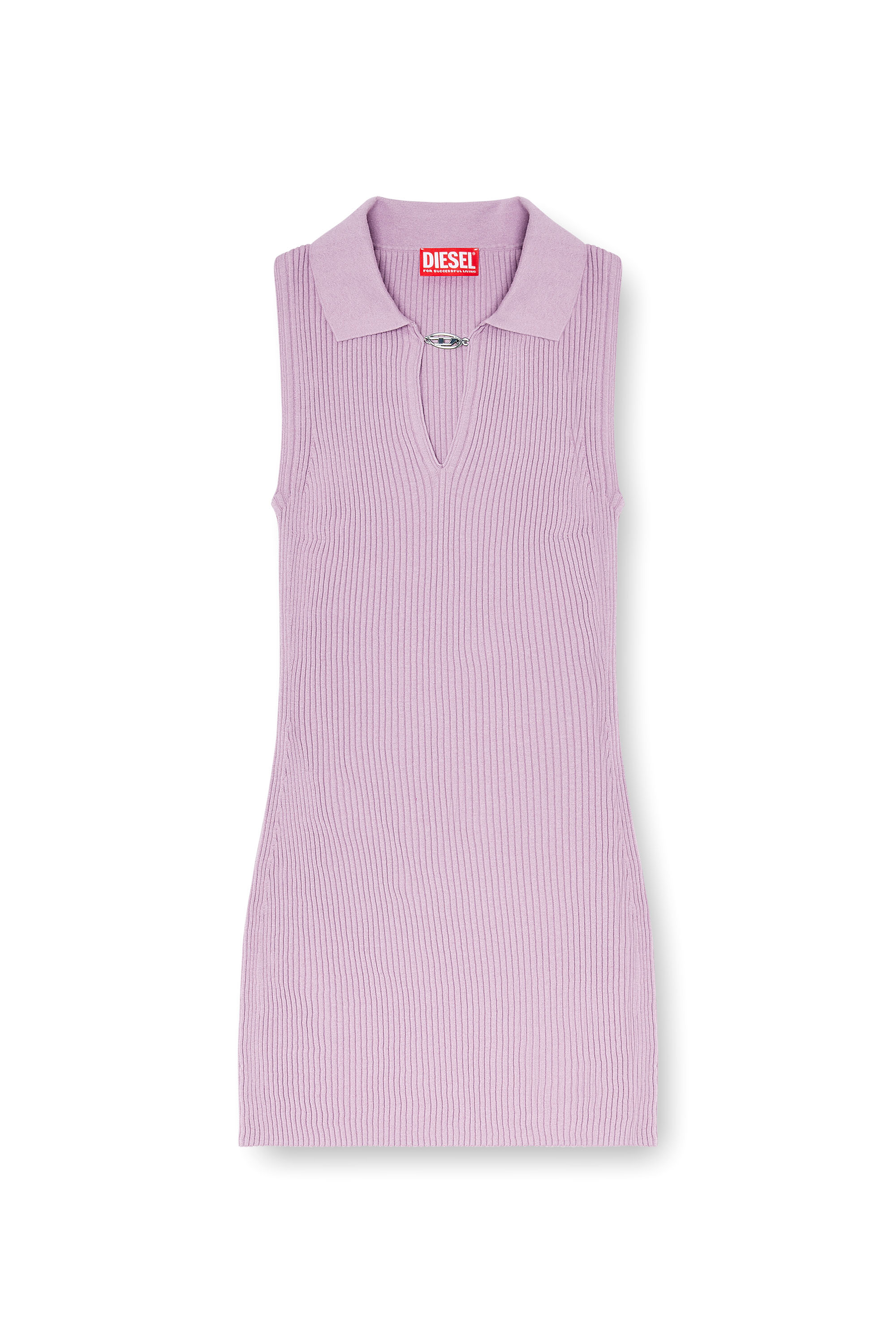 Diesel - M-LILMA, Woman's Short polo dress in silk-blend rib knit in null - 1