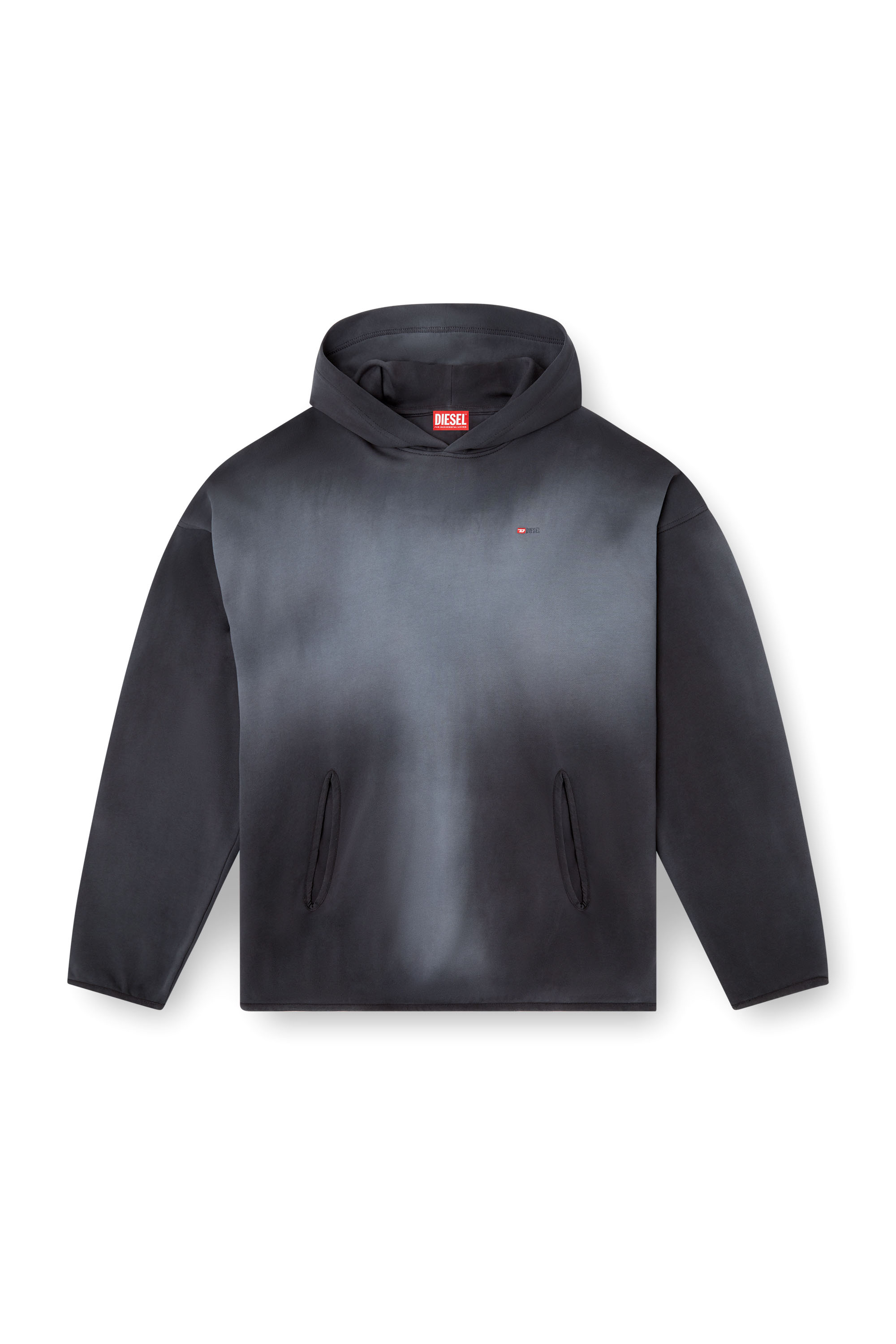 S-EE-T1, Black Diesel - S-EE-T1, Man's Faded hoodie with micro logo in Black - 2