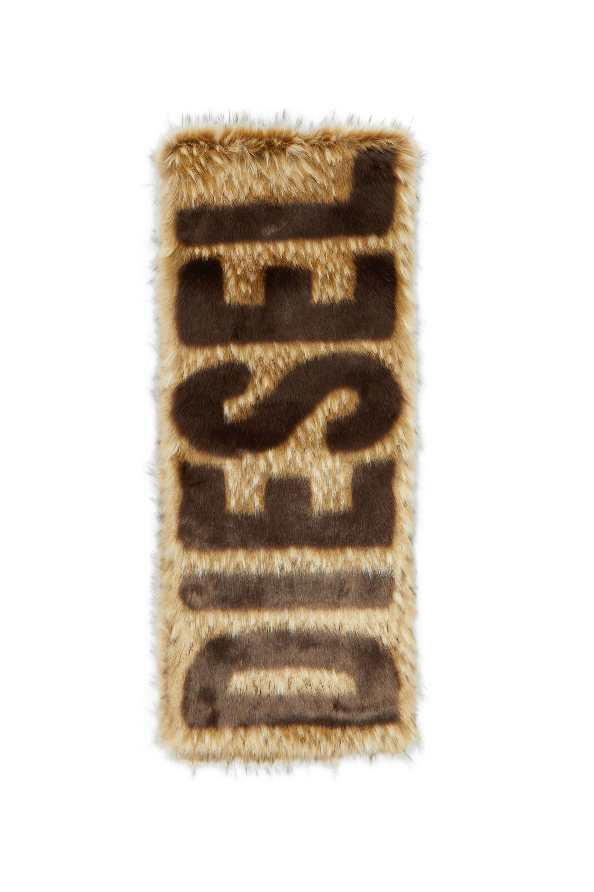 Diesel - S-ABER, Man's Plush scarf with jacquard Diesel logo in Light Brown - 1