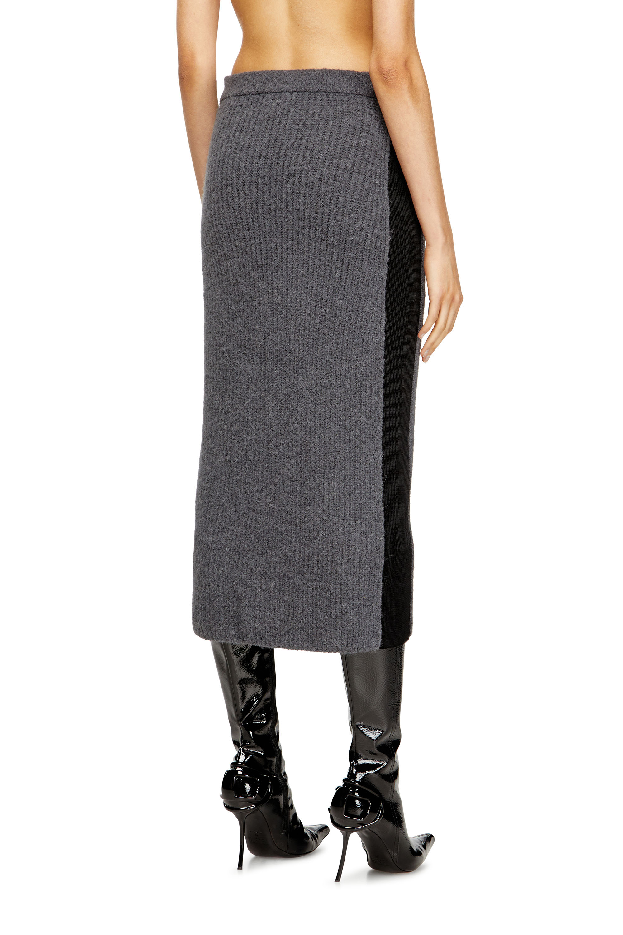 M-LOUSI, Grey Diesel - M-LOUSI, Woman's Midi skirt in alpaca with front zipper in Grey - 4