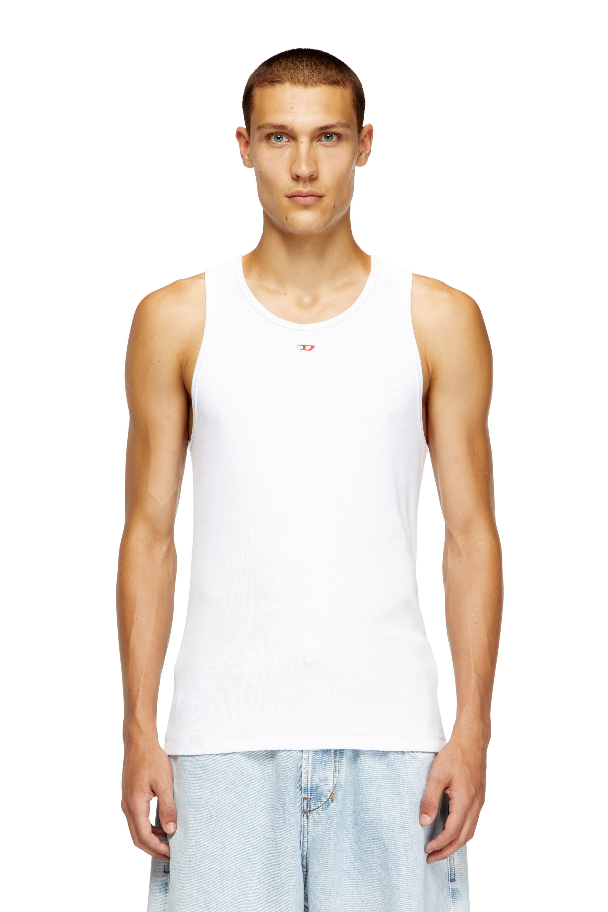 Diesel - T-LIFTY-D, Man's Tank top with mini D logo patch in White - 1