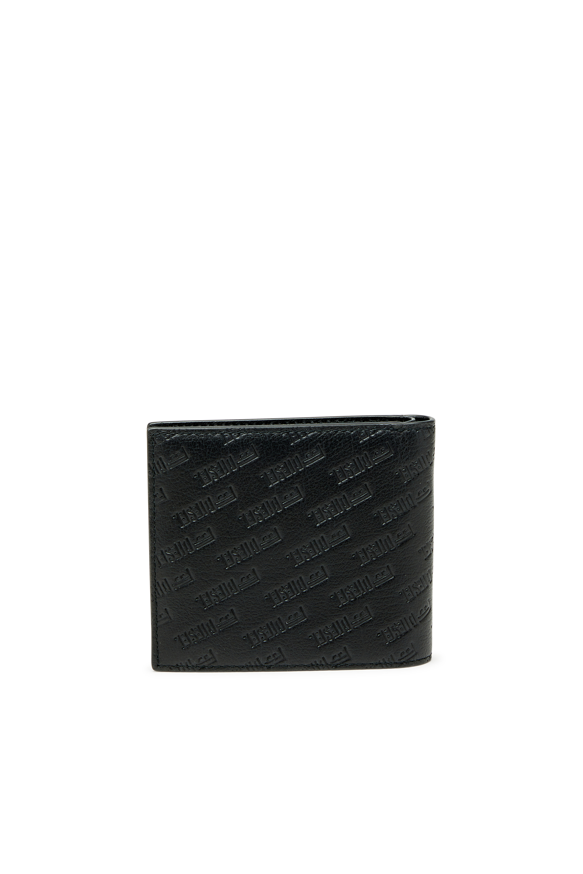Diesel - MONOGRAM BI-FOLD COIN S 3D, Man's Leather bi-fold wallet with all-over embossed logo in Black - 2