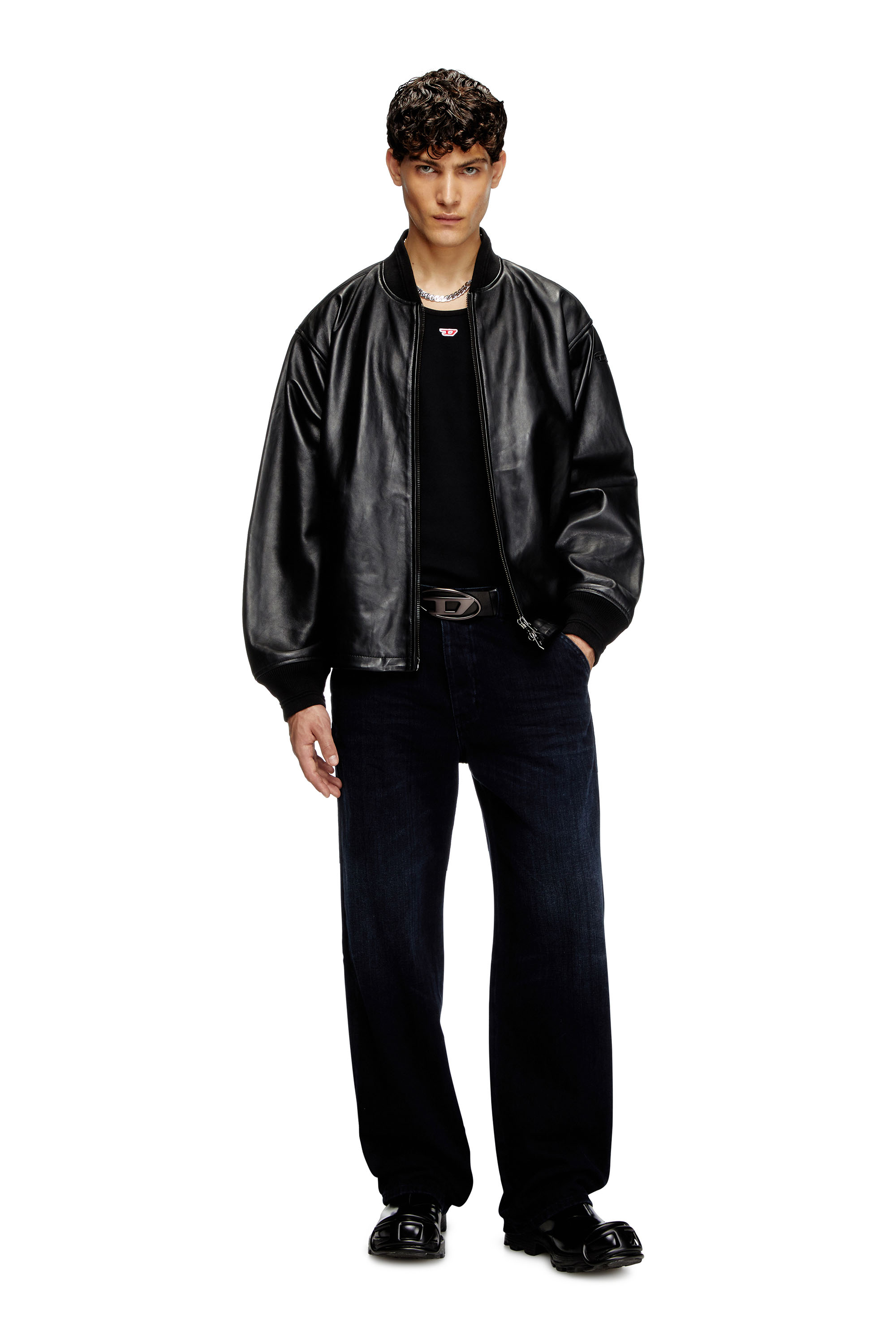 D-HAMMER SO D, Opaque Black Diesel - D-HAMMER SO D, Man's D-Hammer-Leather lace-up shoes with oval D toe cap in Opaque Black - 7
