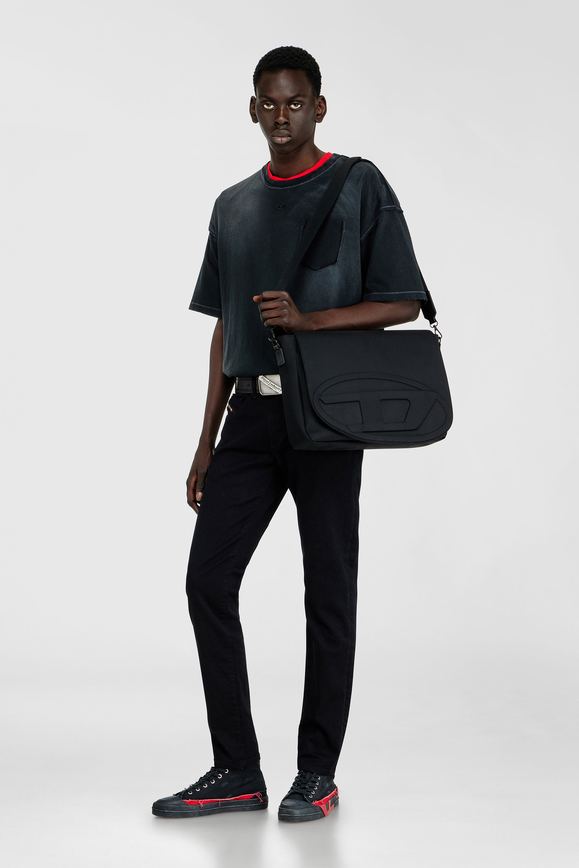 Diesel - 1DR MESSENGER, Man's 1DR-Messenger bag in CORDURA&reg; nylon in Black - 1