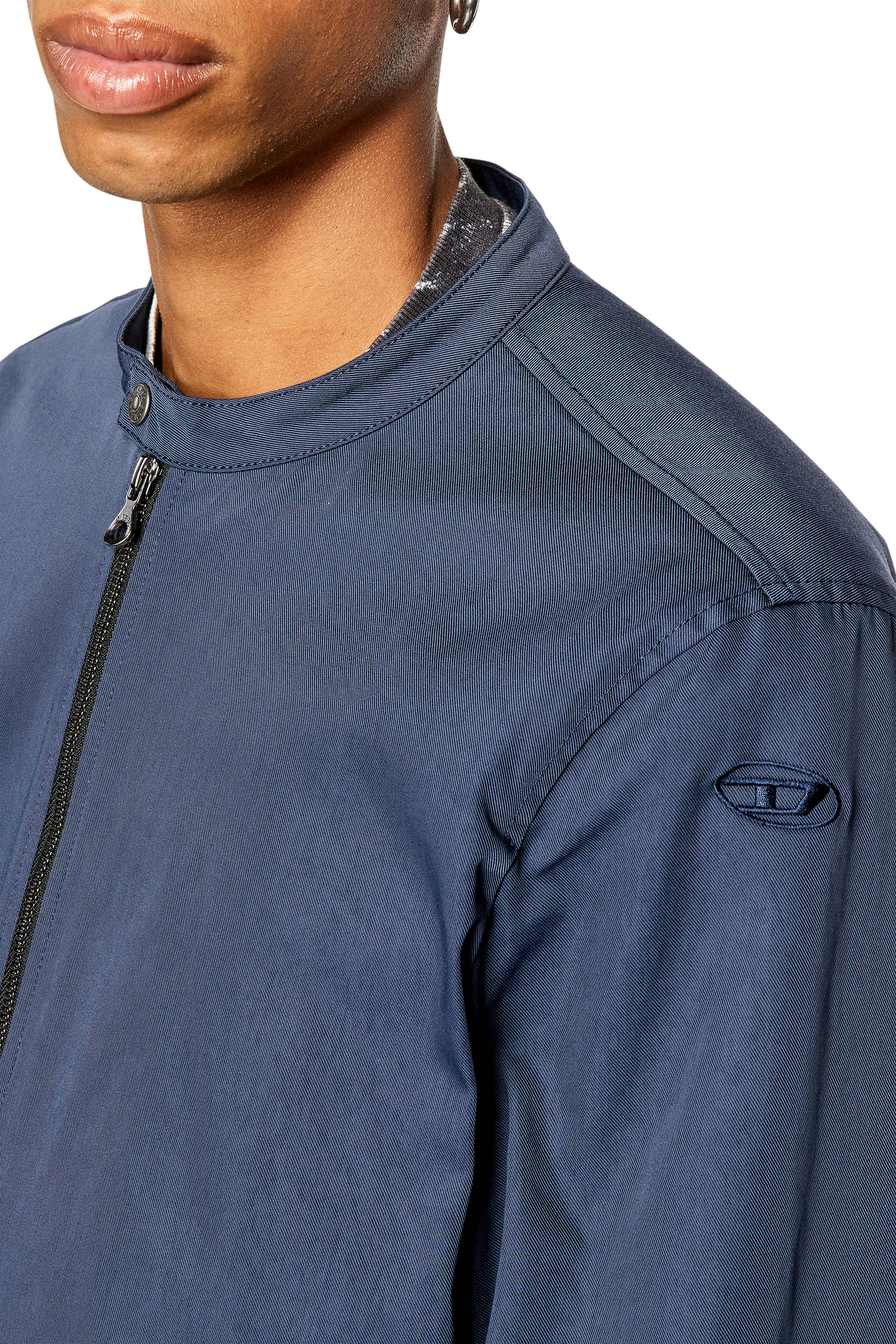 Diesel - J-GLORY-NW, Man Biker jacket in cotton-touch nylon in Blue - Image 5